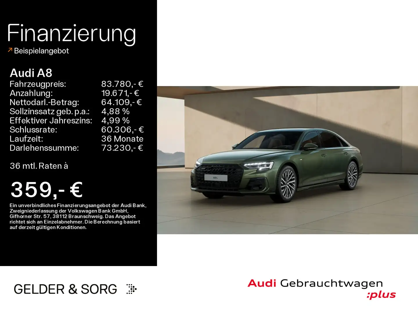 Audi A8 Lang 60 TFSIe qu. S line Nacht*B&O*HuD*Pano Groen - 1