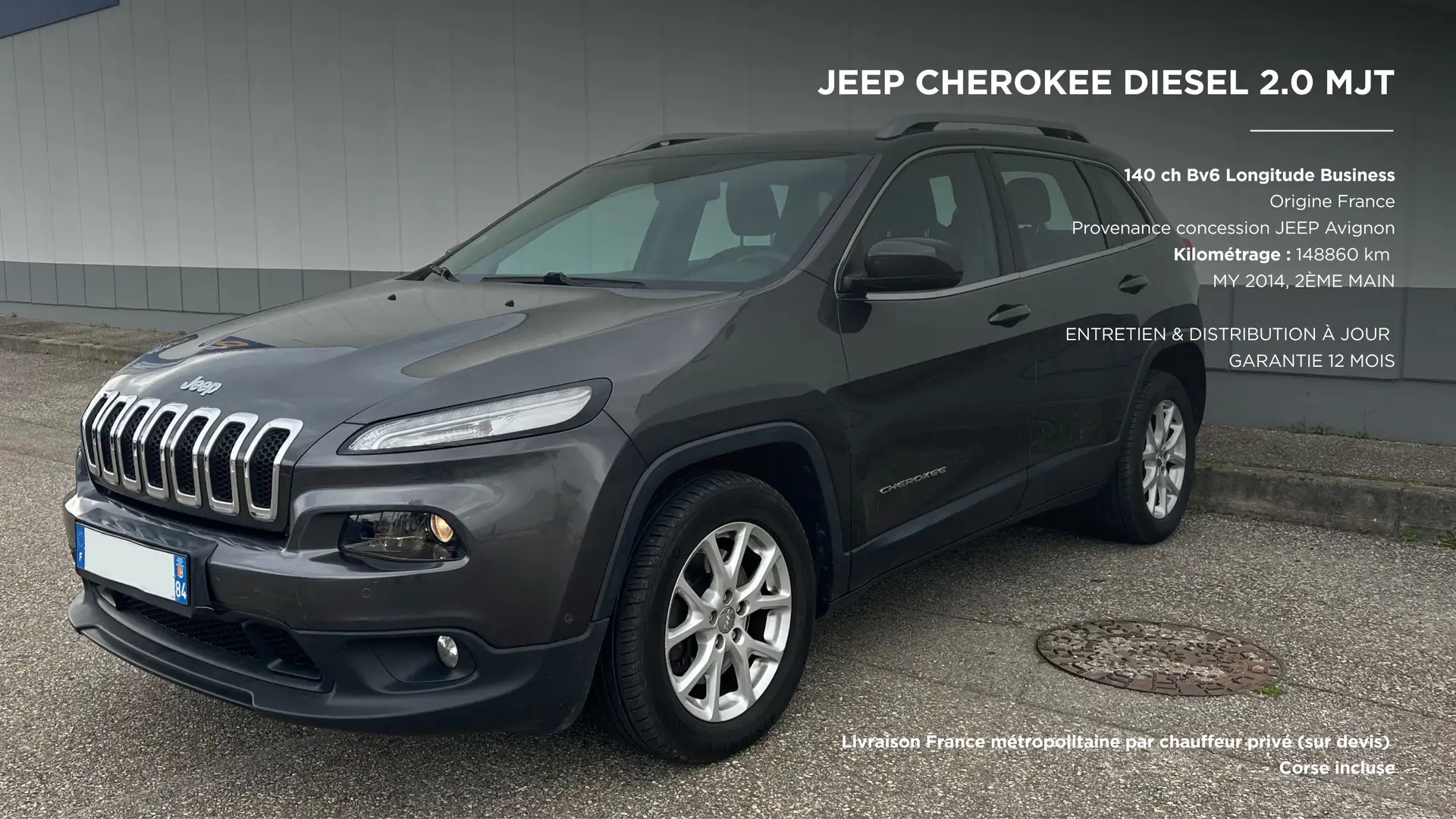 Jeep Cherokee 2.0L Multijet 140 Longitude Business 2ème main Gris - 1
