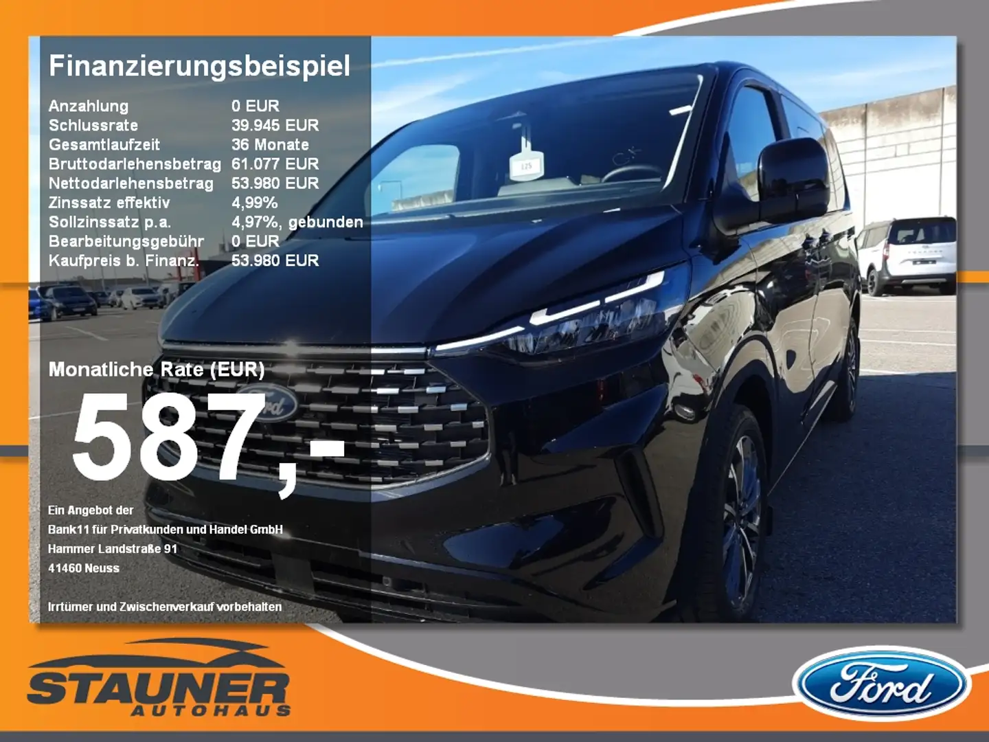 Ford Tourneo Custom 2.0 EcoBlue 320L1 Titanium X Navi Černá - 1