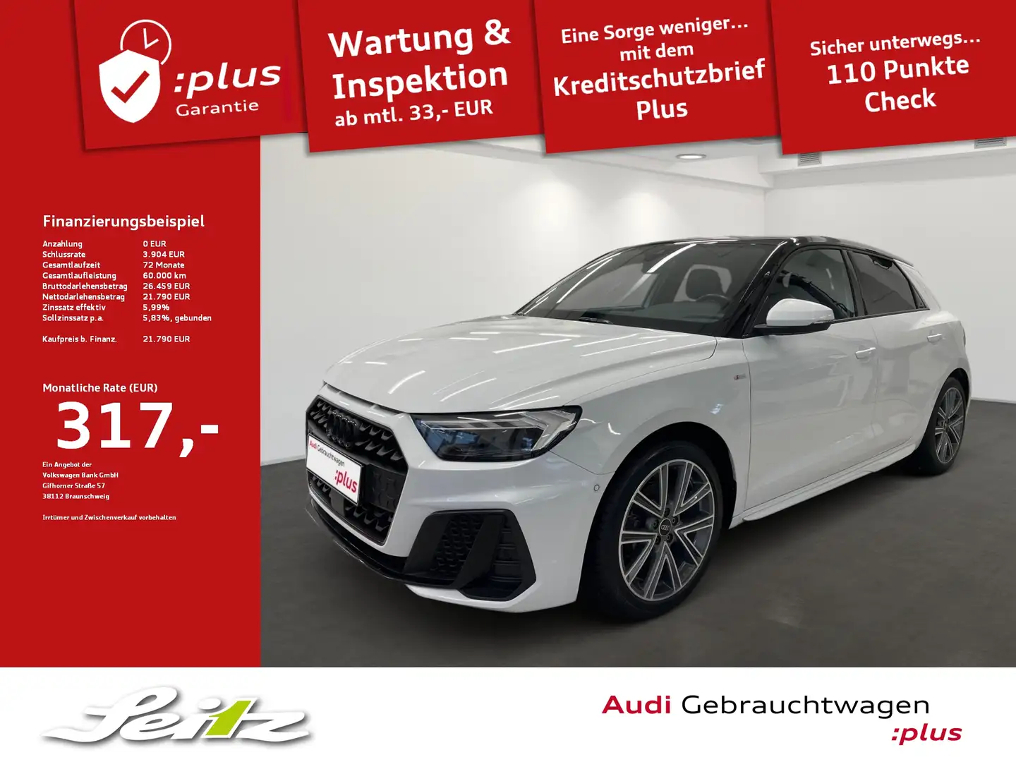 Audi A1 Sportback 30 TFSI S line *LED*PDC*NAVI*SITZH* Weiß - 1