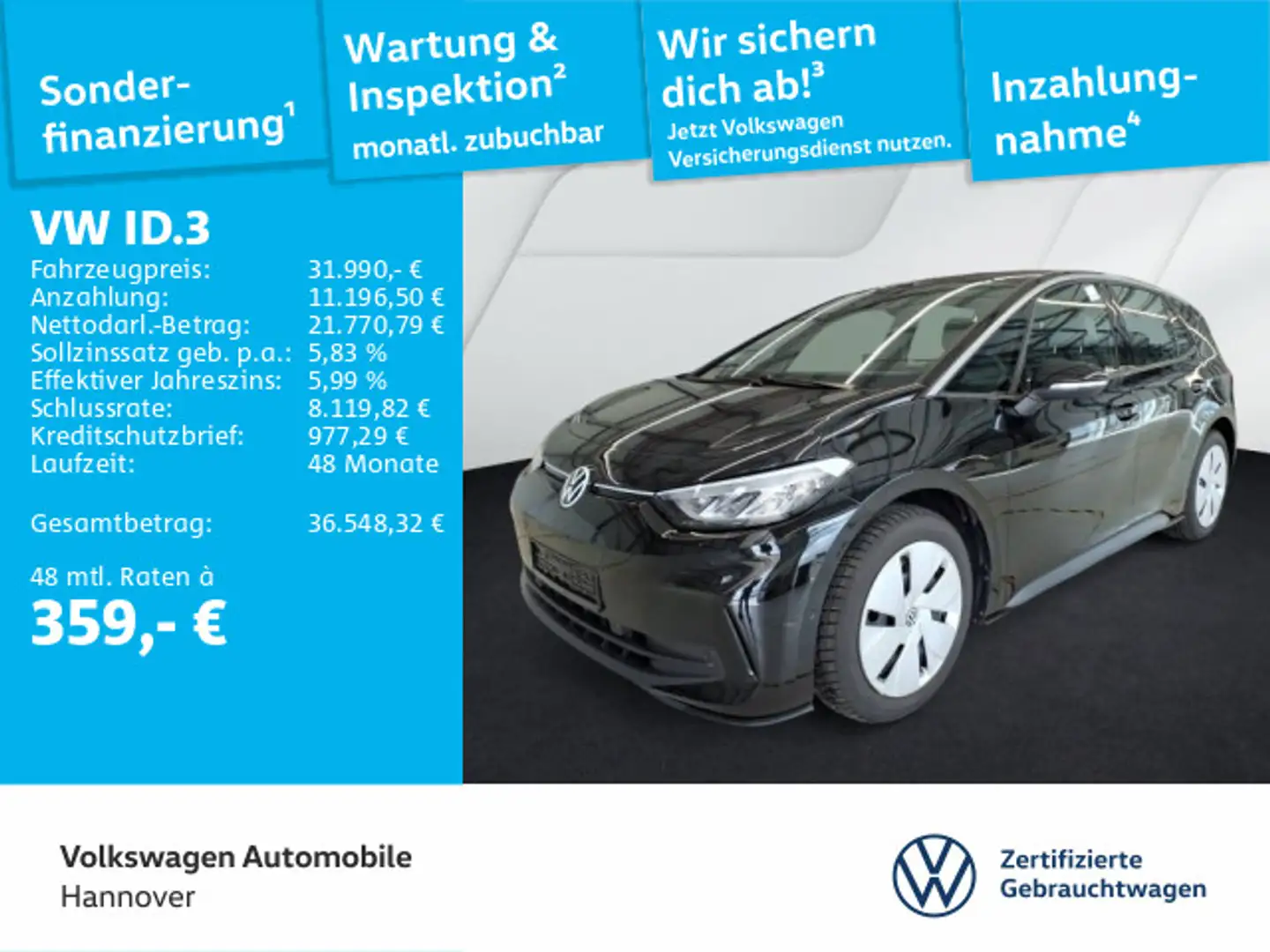 Volkswagen ID.3 Pro Navi LED ACC PDC SHZ Schwarz - 1