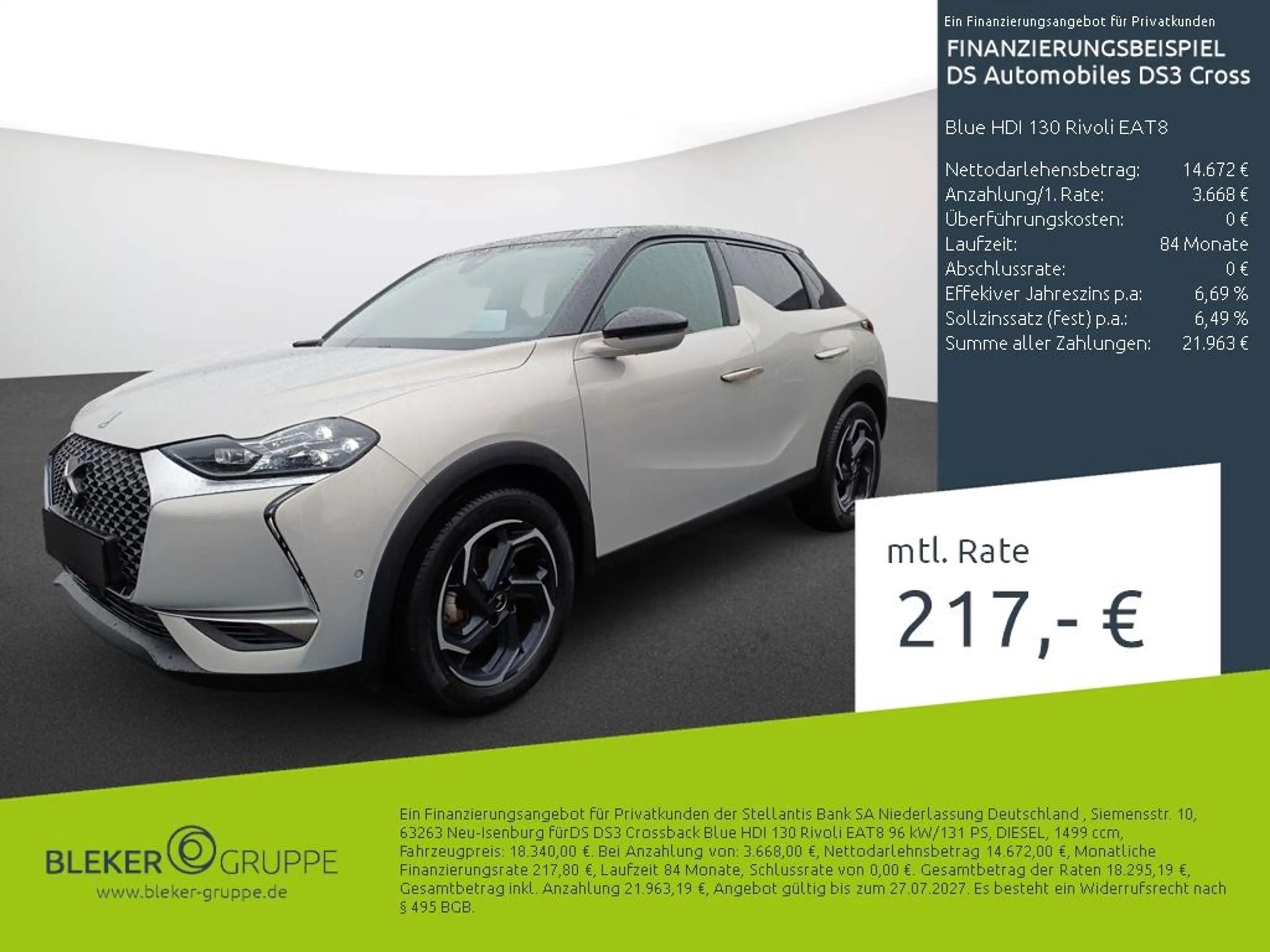 DS Automobiles DS 3 Crossback Blue HDI 130 Rivoli EAT8