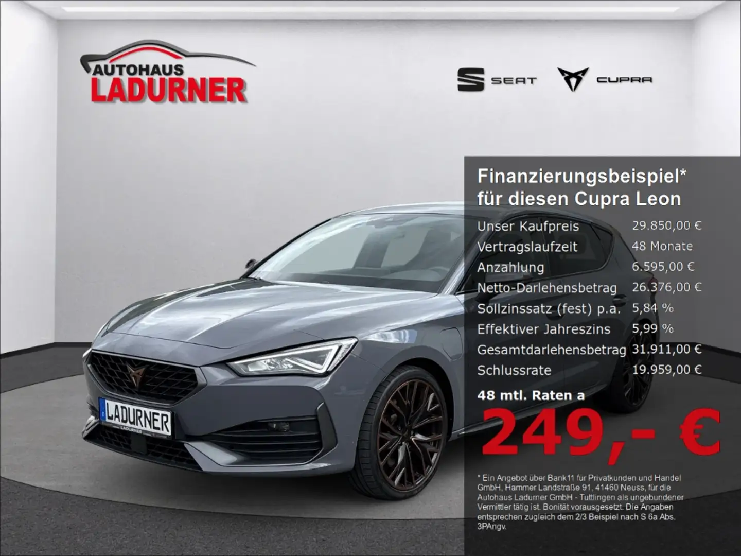 CUPRA Leon VZ e-Hybrid *COPPER 19 ZOll+NAVI+LED* Grau - 1