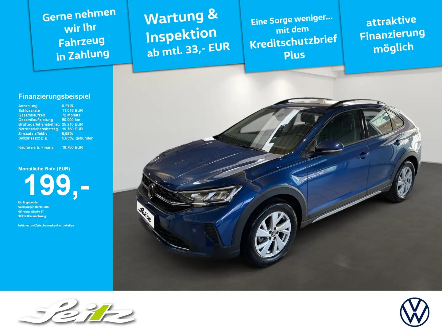 Volkswagen Taigo 1.0 TSI Life *LED*PDC*NAVI*SITZH* Bleu - 1