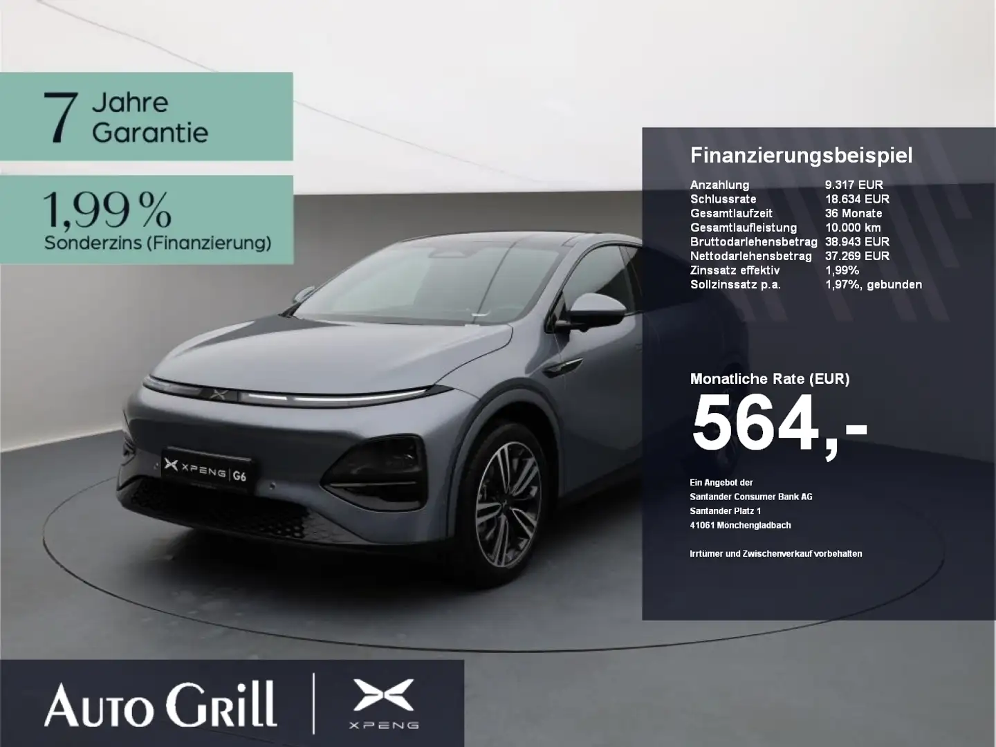 Xpeng G6 RWD Long Range AHK CarPlay 360Kam ACC Pano Grau - 1
