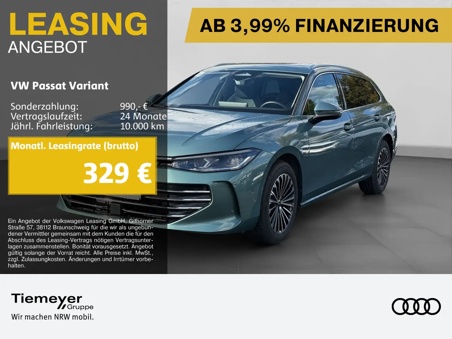 Volkswagen Passat Variant 2.0 TDI DSG ELEGANCE LEDER NAVI A Grün - 1