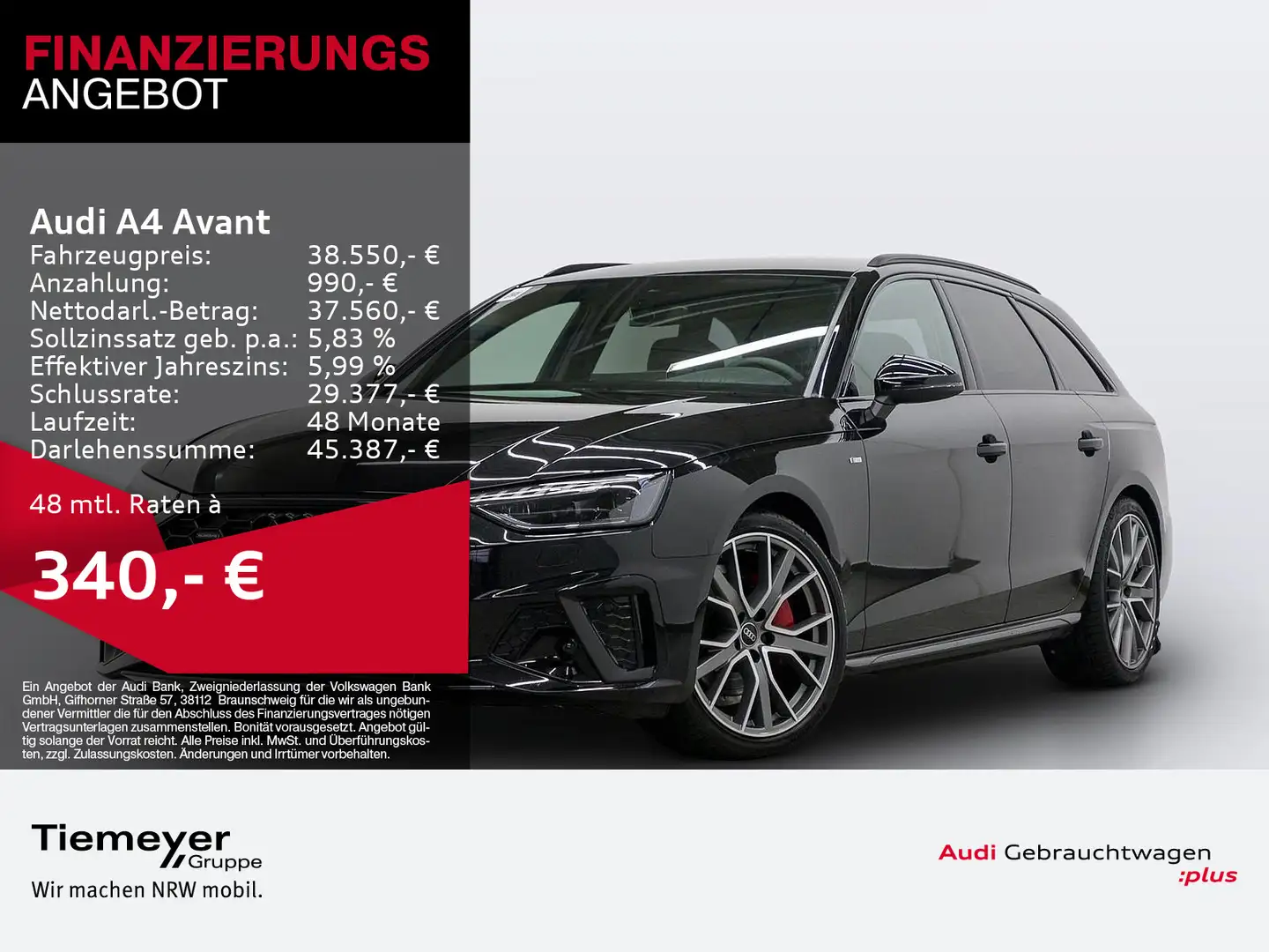 Audi A4 40 TFSI Q 2x S LINE LM19 KAMERA NAVI+ V Schwarz - 1