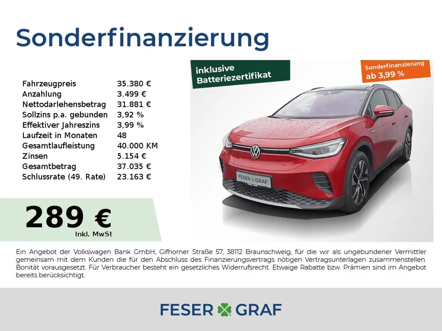 Volkswagen ID.4 Pro R-Kamera Head-UP Panorama Navi SHZ 19" Rouge - 1