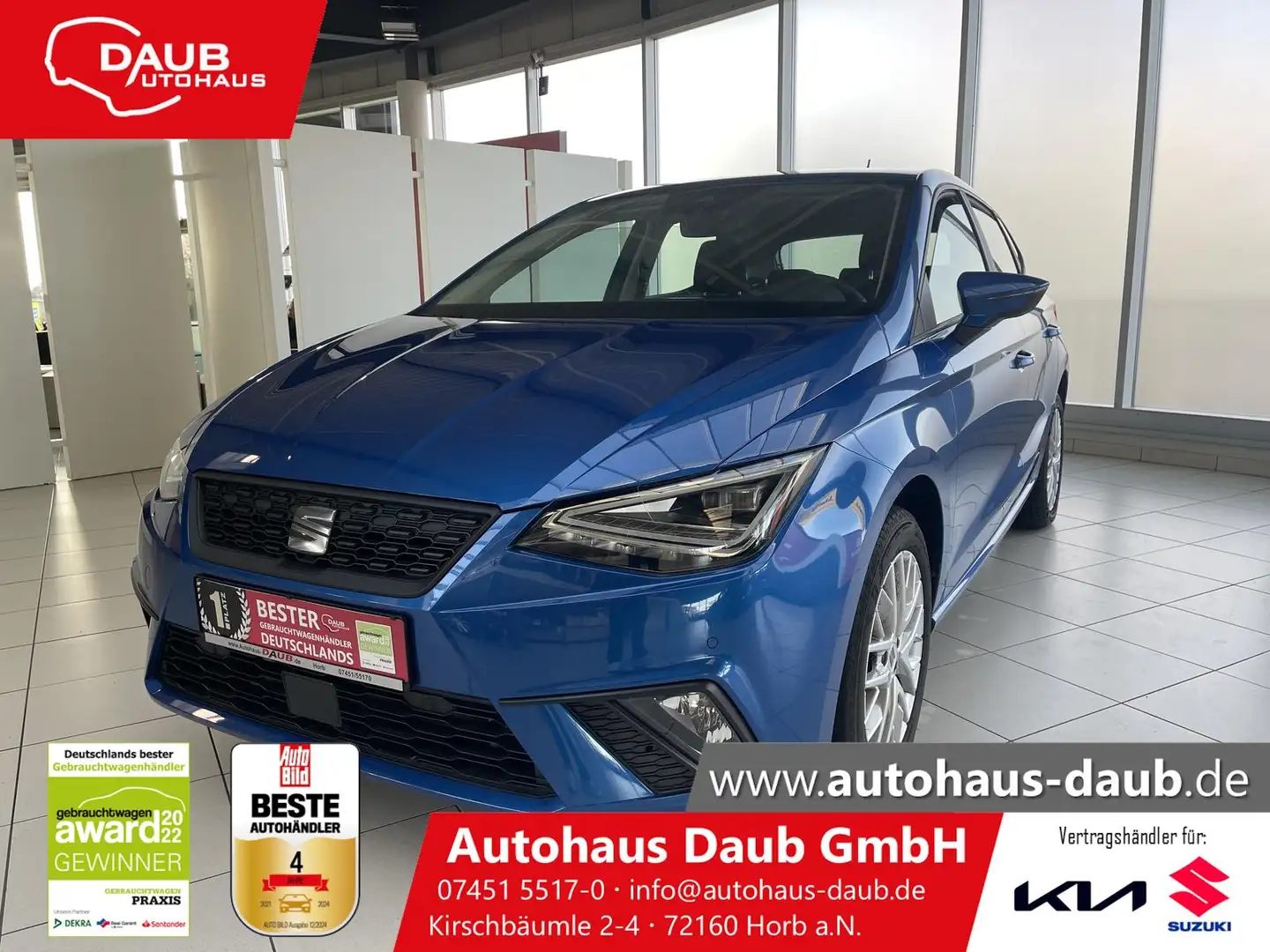 SEAT Ibiza 1.0 TSI+Klimaautomatik+Kamera+Alu+LED+voll Blau - 1