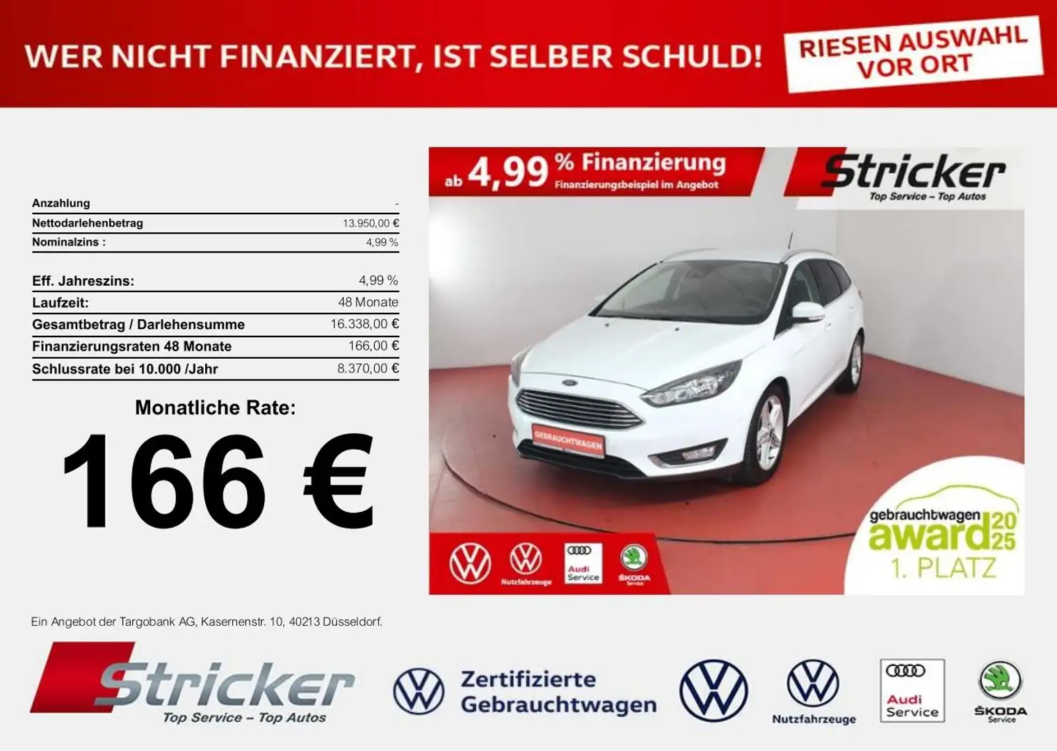 Ford Focus Titanium 1.5 EcoBoost 166,-ohne Anzahlung Kamera White - 1