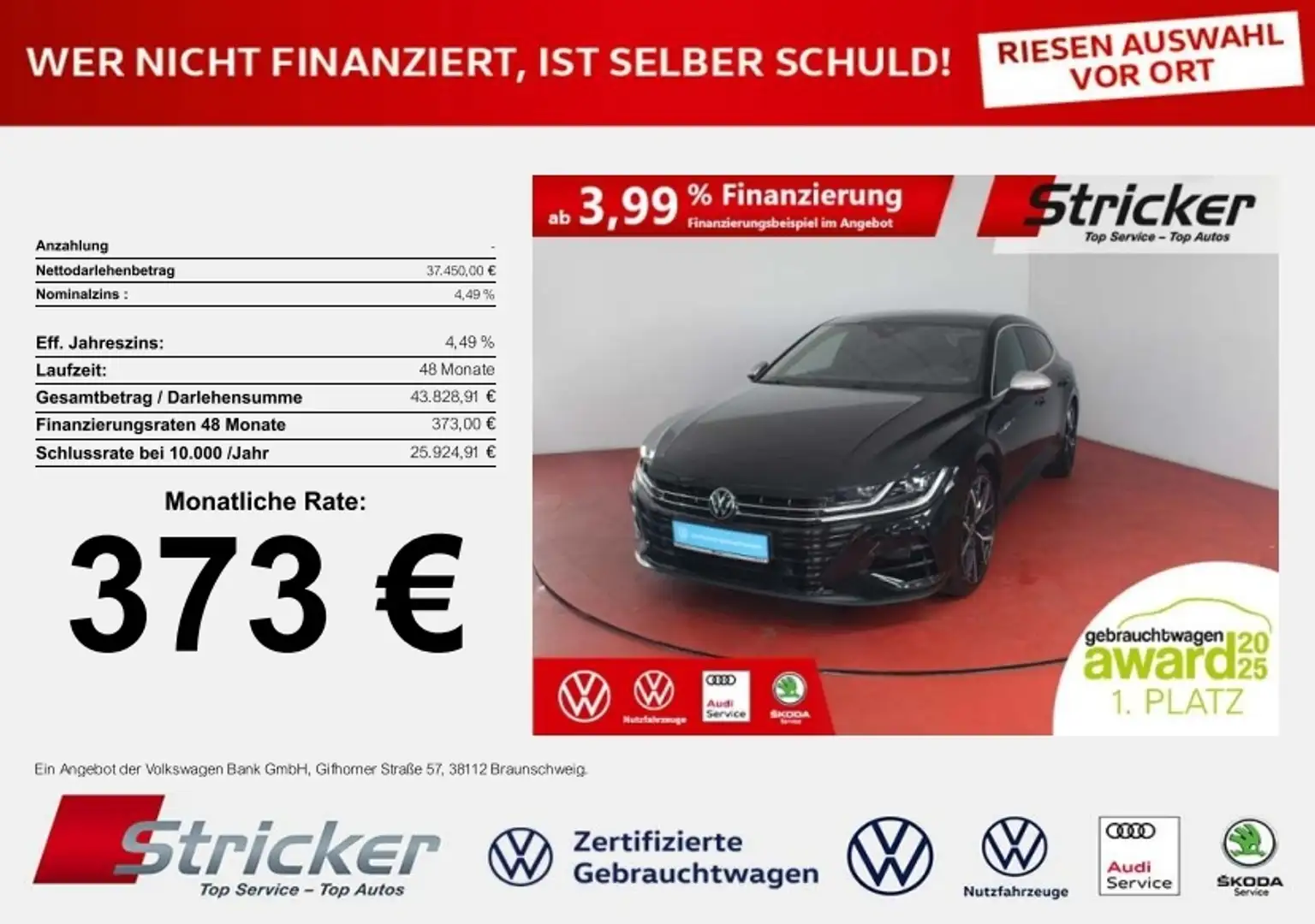 Volkswagen Arteon Shooting Brake R 2.0TSI DSG 373,-ohne Anzahlung A Schwarz - 1