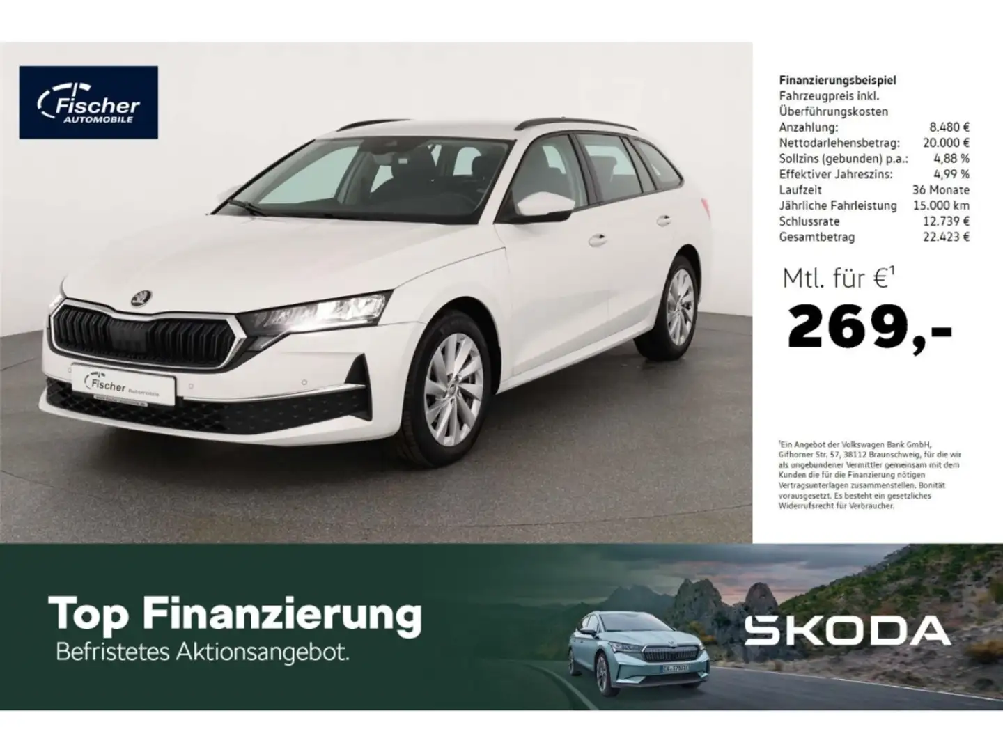Skoda Octavia Combi 2.0 TDI Selection DSG LED/RFK/PDC Weiß - 1