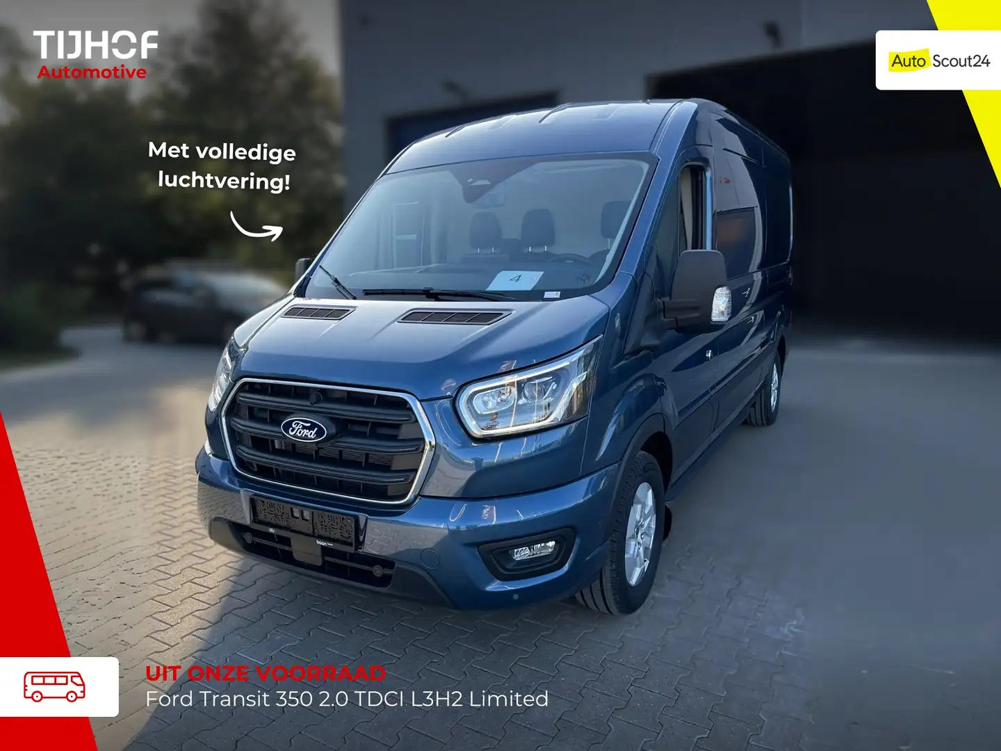 Ford Transit 350 2.0 TDCI L3H2 Limited Blauw - 1