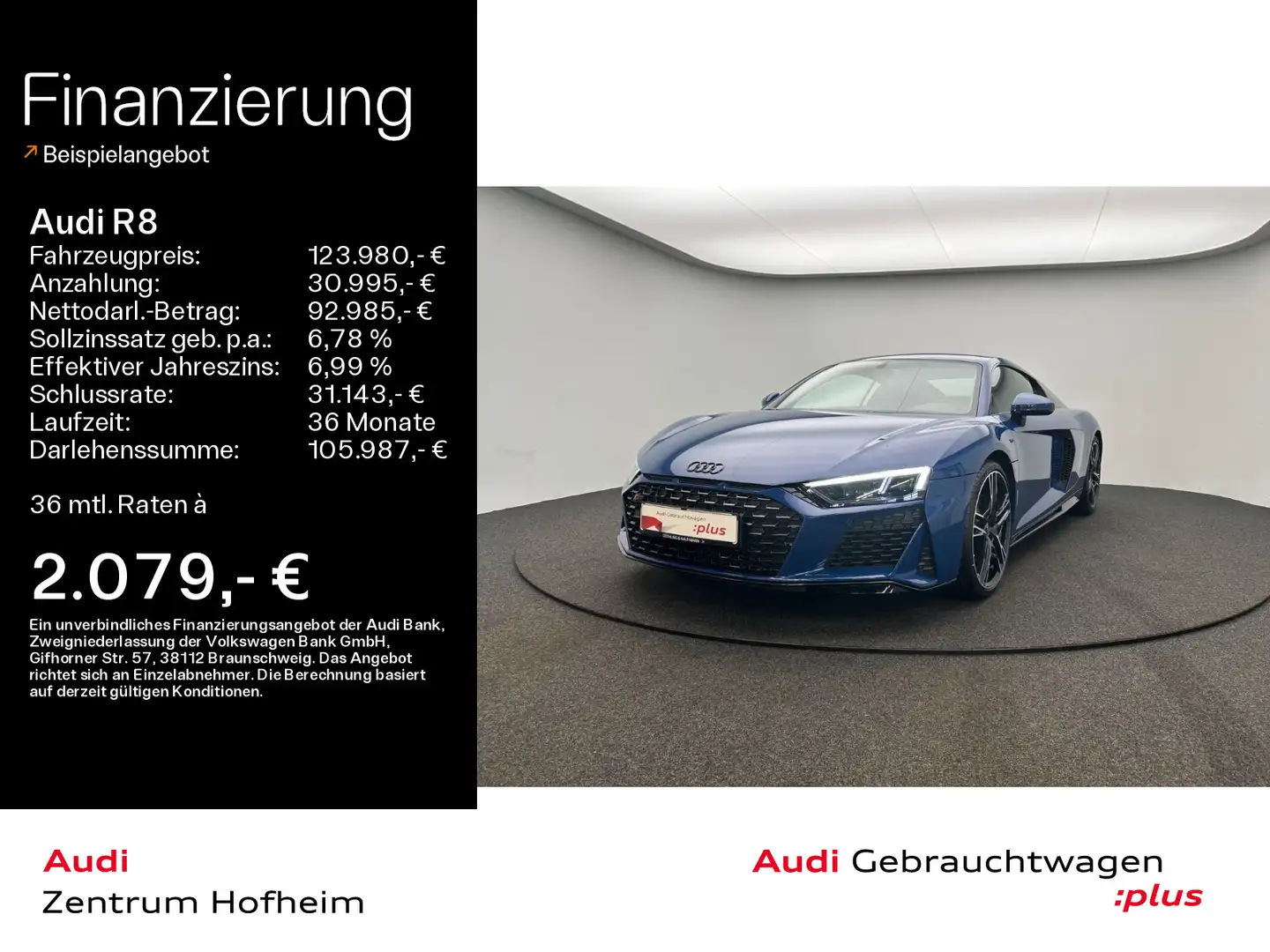 Audi R8 Coupé V10 performance RWD S tro*LED*Virtual*N Blau - 1