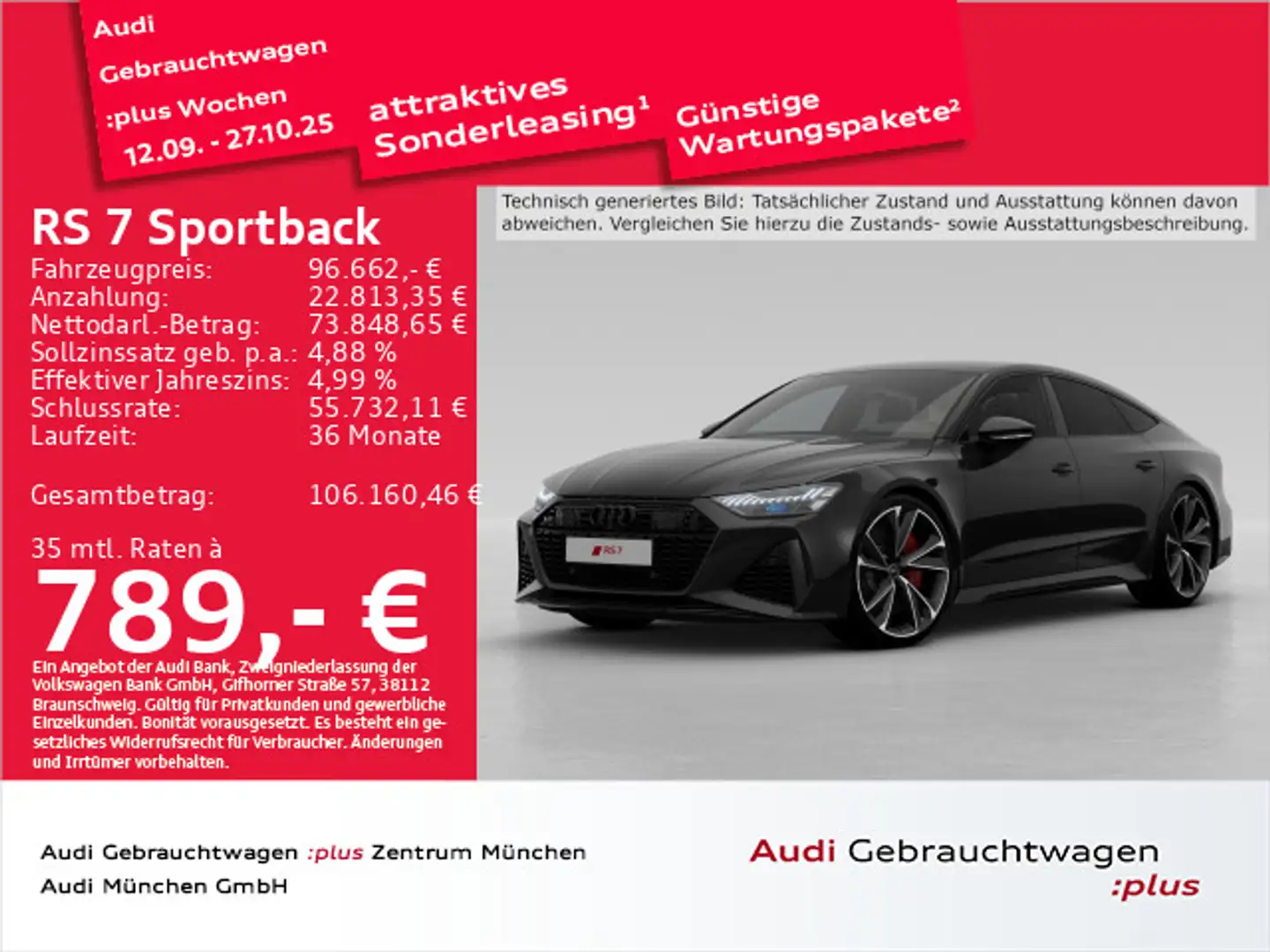Audi RS7 RS7 Sportback tiptr. 305Km/h/Dyna+/SportAGA/Pano Schwarz - 1