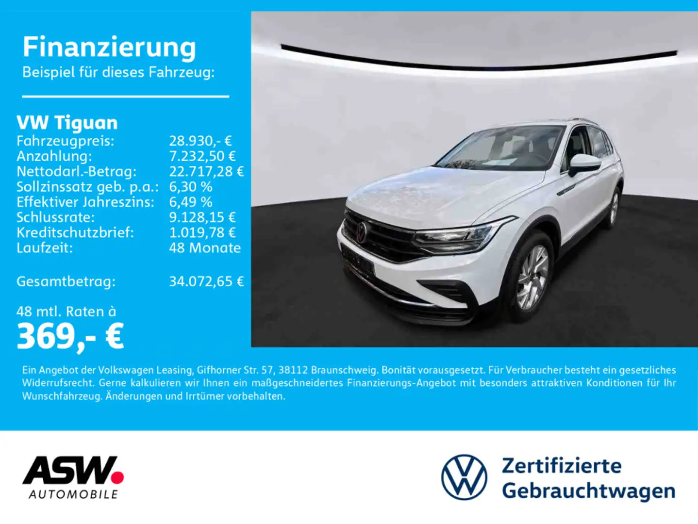 Volkswagen Tiguan Life 4M 2.0TDI DSG LED Navi PDC SHZ AHK Weiß - 1