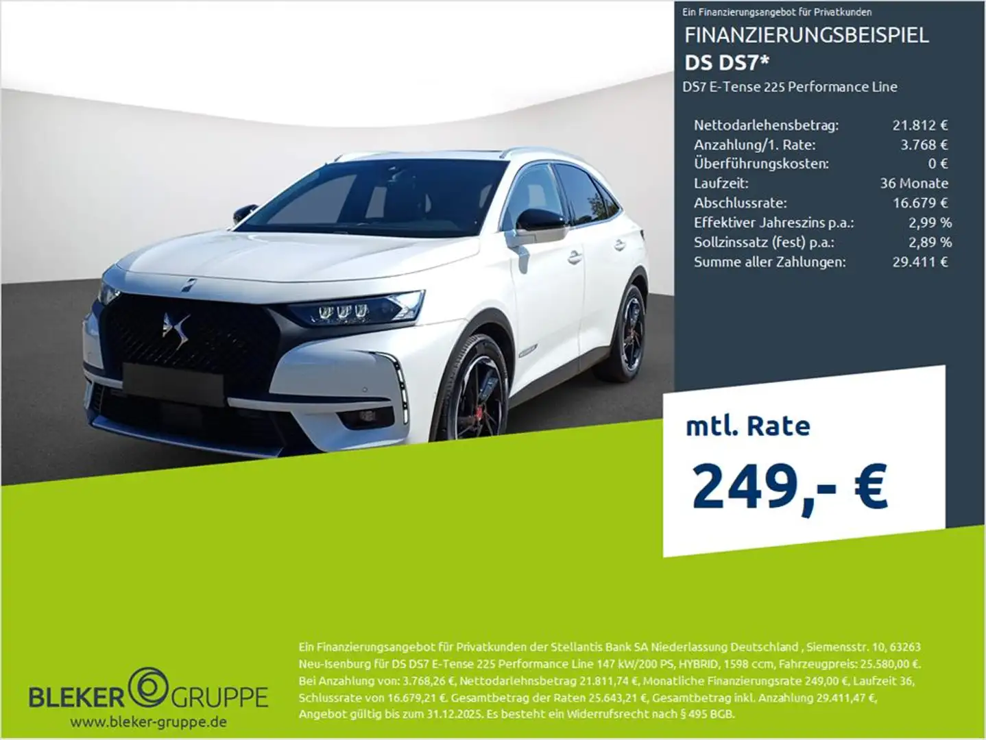 DS Automobiles DS 7 DS7 E-Tense 225 Performance Line Blanc - 1