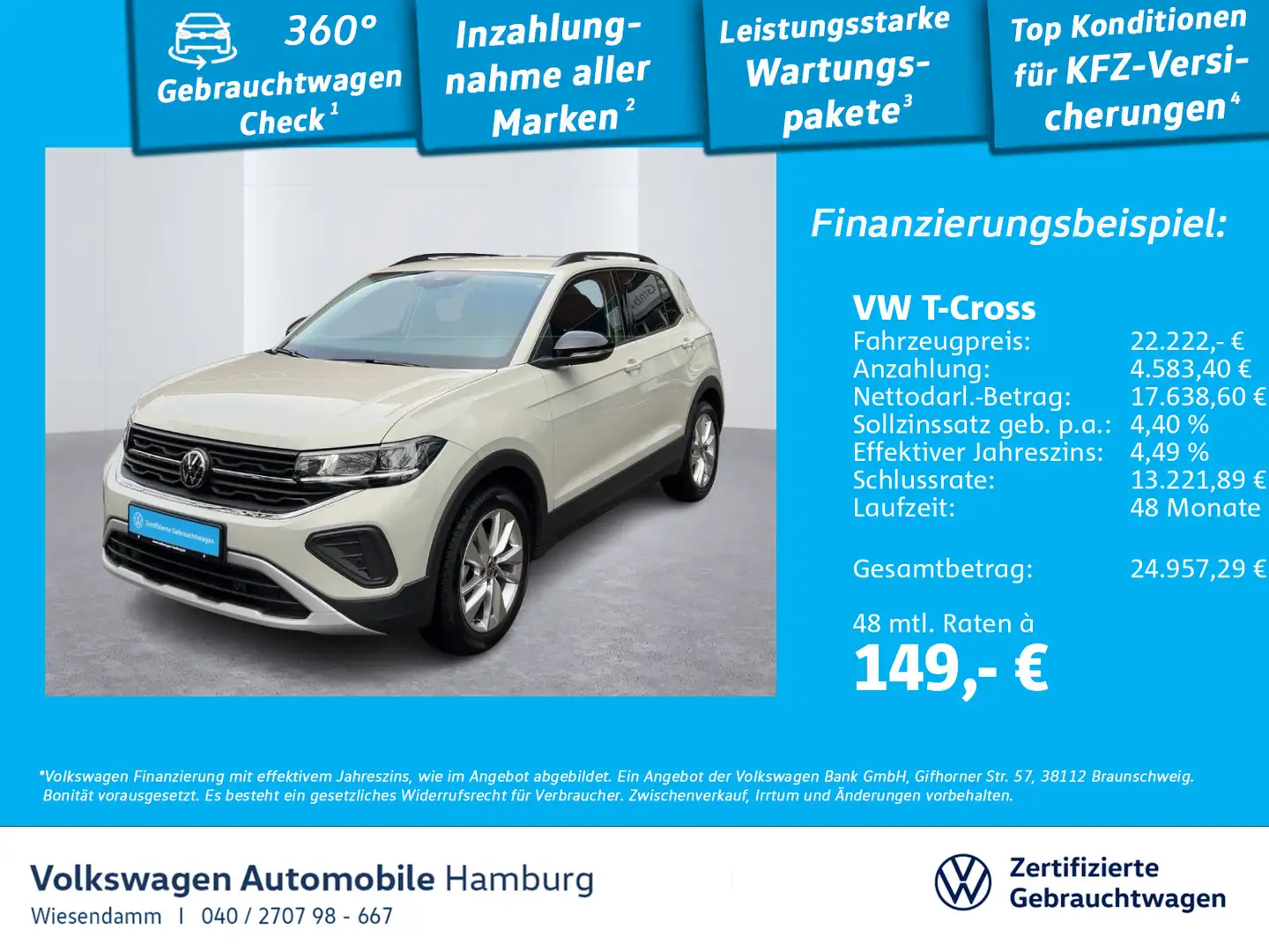 Volkswagen T-Cross 1.0 TSI Goal Navi Sitzhzg LED ACC Grau - 1