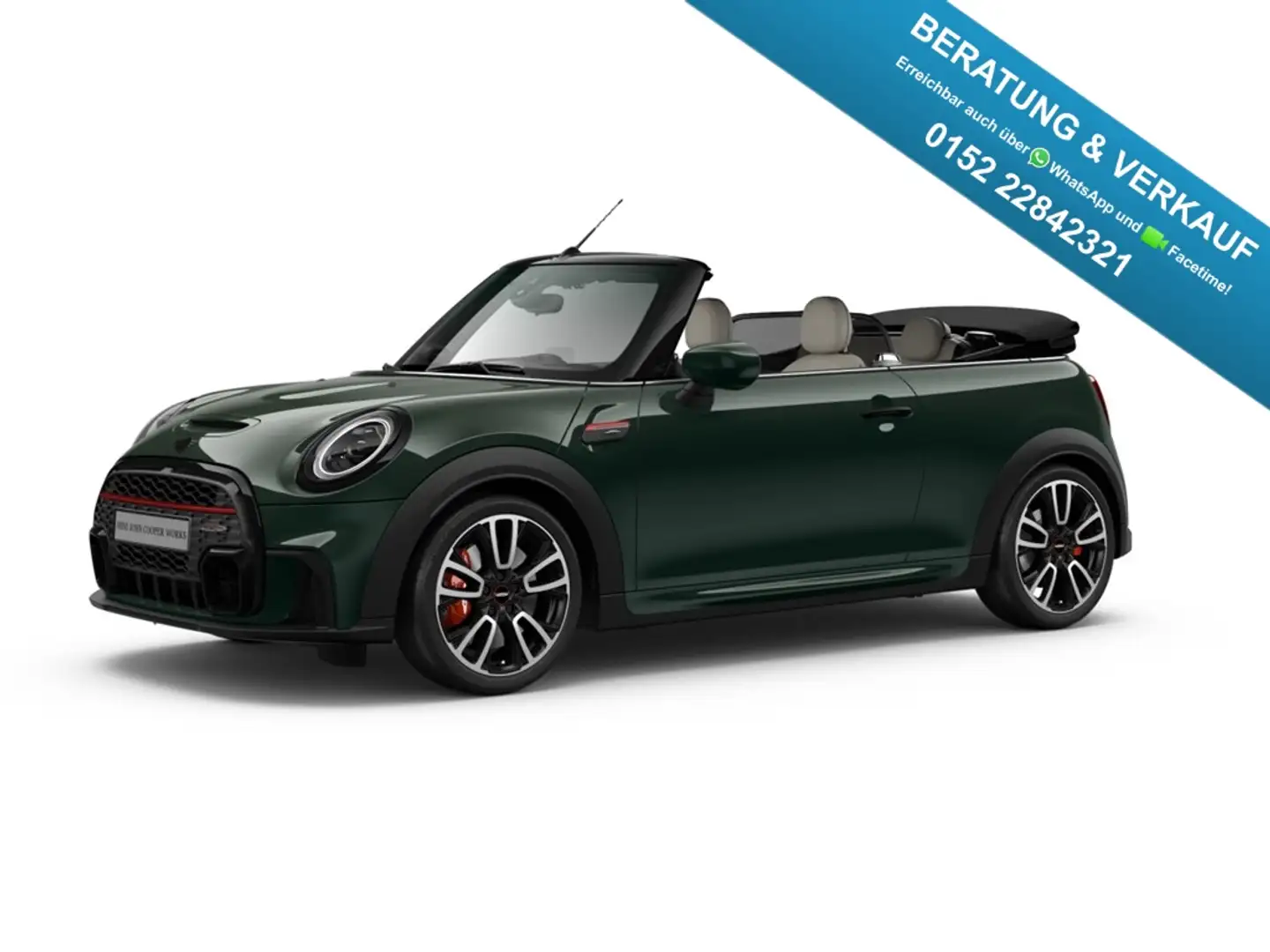 MINI John Cooper Works Cabrio SHZ LHZ ACC H&K LED RFK HUD Navi El. Verdeck Leder Grün - 1