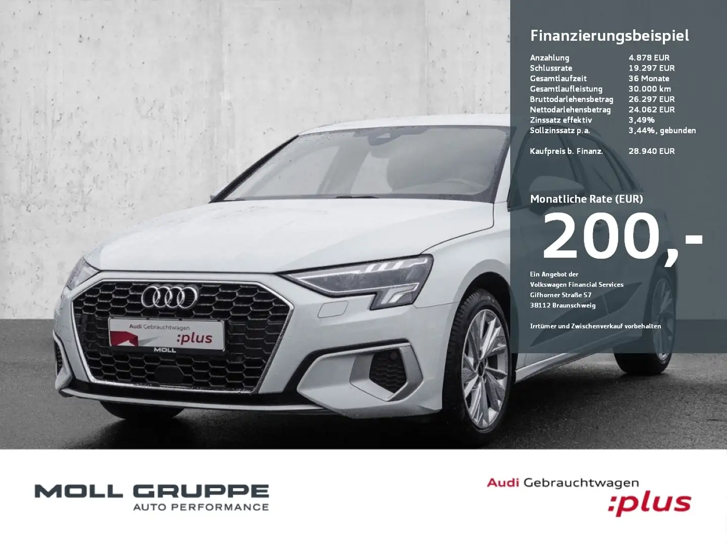 Audi A3 Sportback 30 TFSI S tronic Advanced (AHK) Bianco - 1