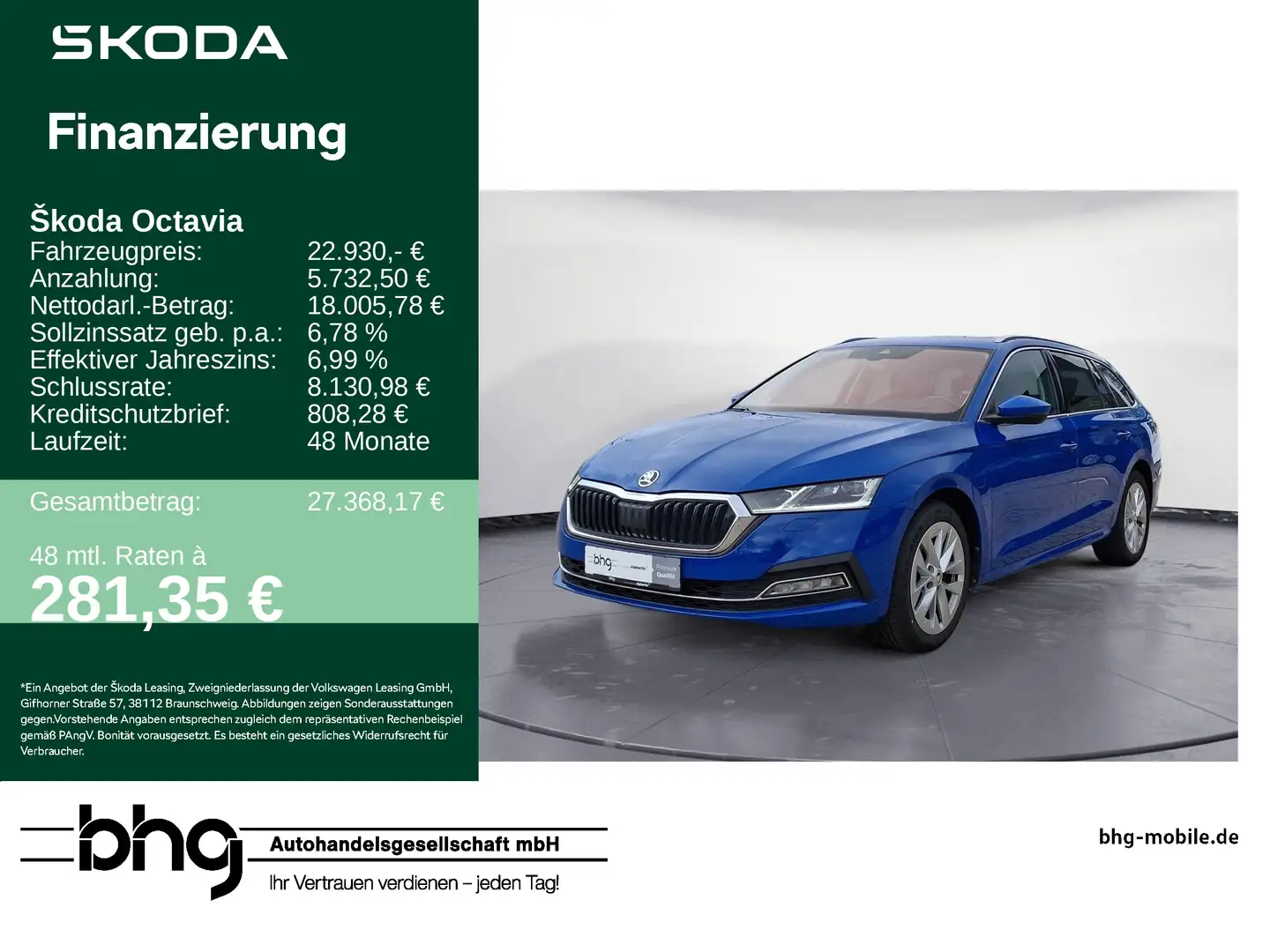 Skoda Octavia Combi 1.4 TSI iV DSG Style Blau - 1