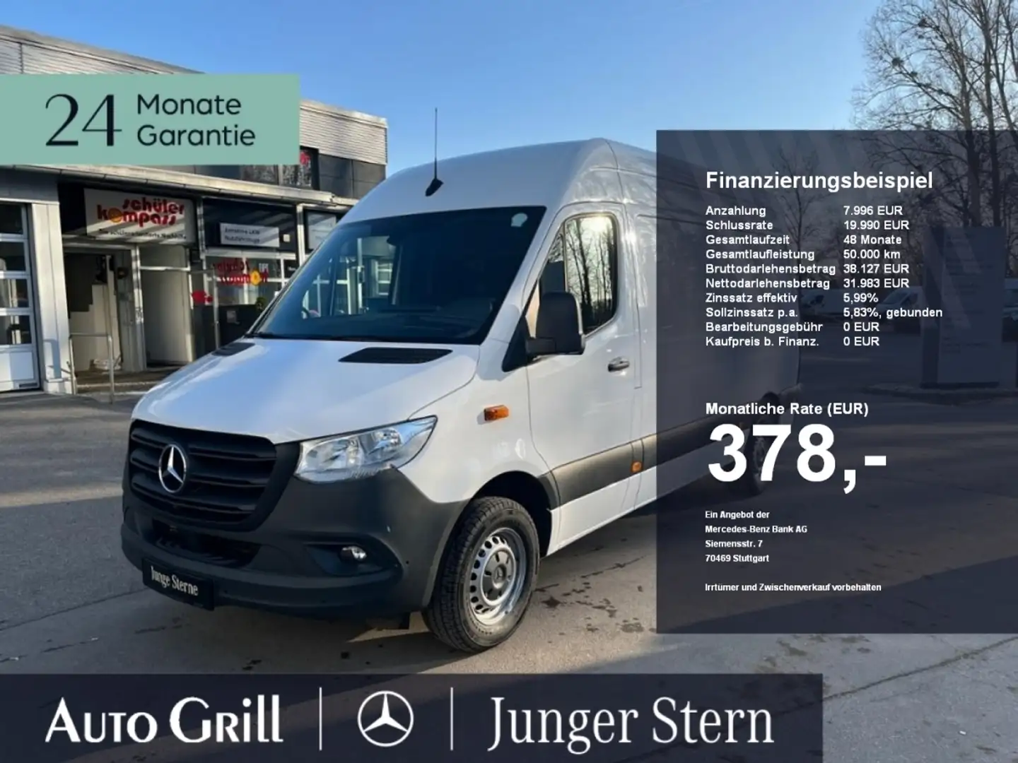 Mercedes-Benz Sprinter 317 Kasten 3665 Navi Klima 360 3Sitze Wit - 1