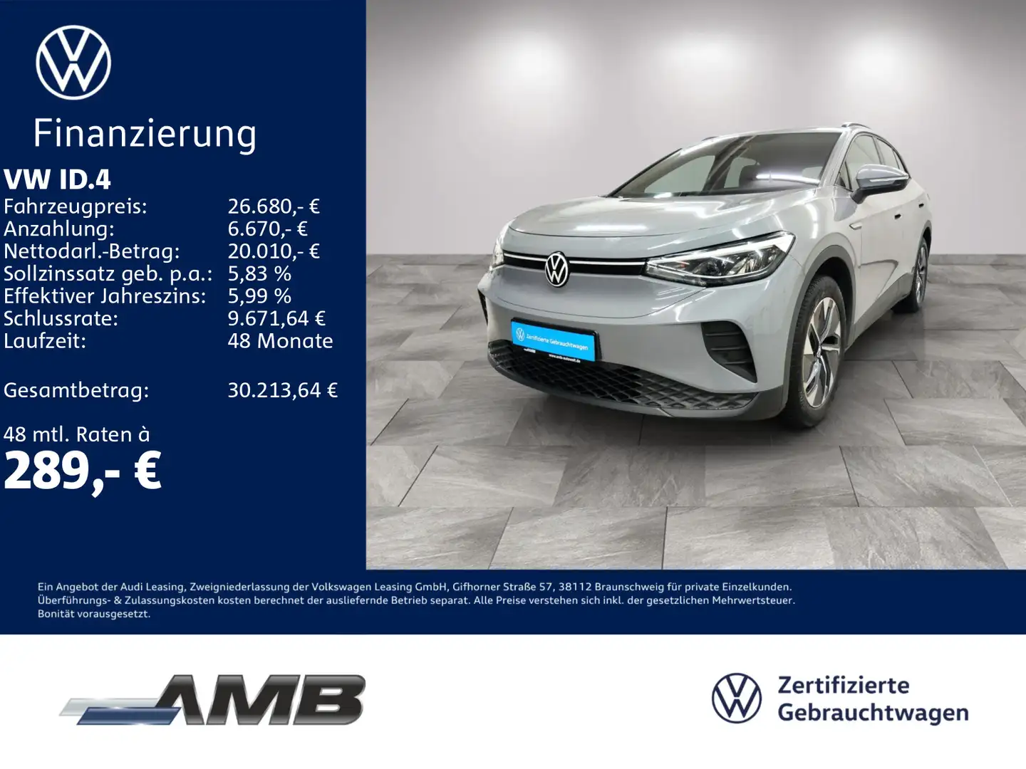 Volkswagen ID.4 Pure LED/Navi/Sitzhzg/Lederlenkrad/LM19 Grau - 1