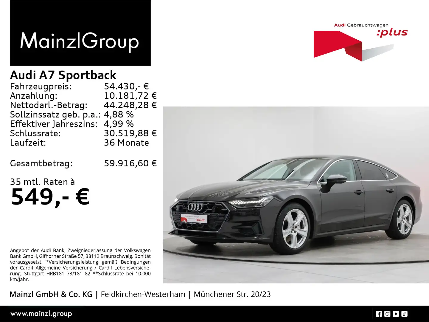 Audi A7 45 TFSI AHK HD-Matrix B&O Leder ACC Braun - 1