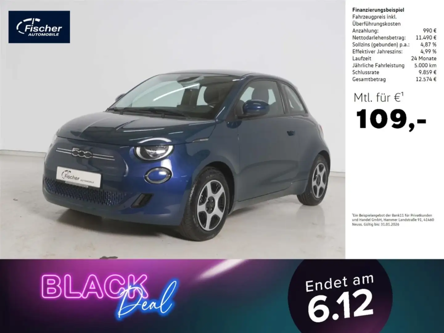 Fiat 500e Elektro Action 23,8 Kwh Keyless/DAB+/Link Vert - 1