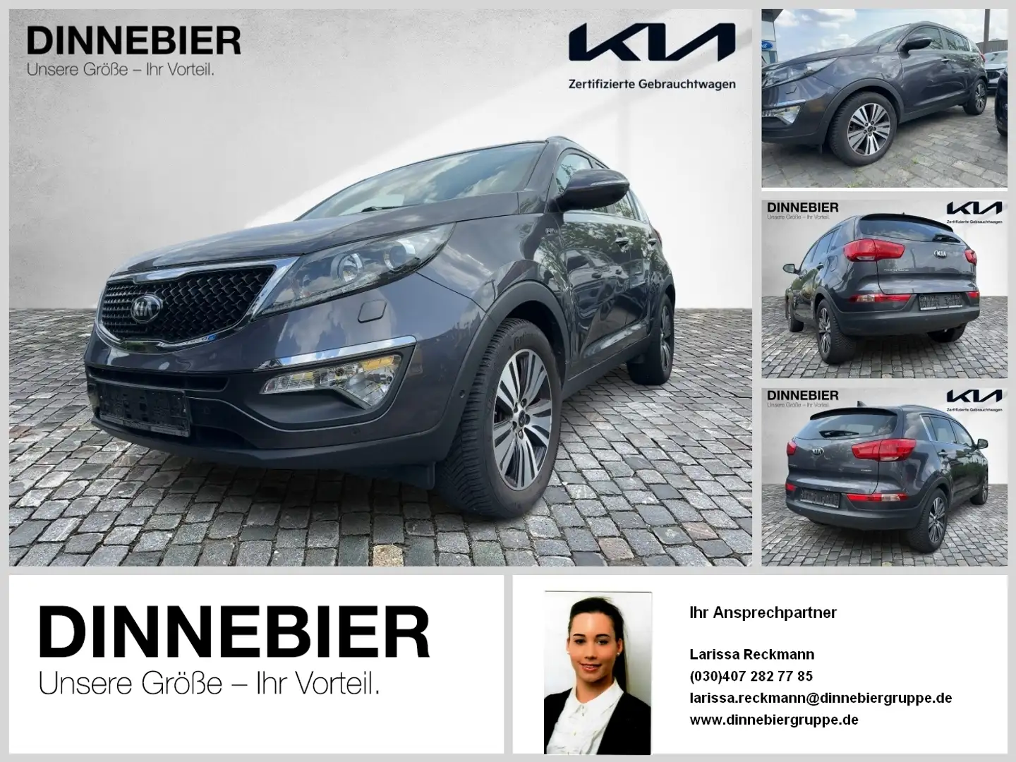 Kia Sportage 2.0 CRDI AWD SPIRIT GD SPAS 5-D Pano 4xSHZ Xenon L Grau - 1