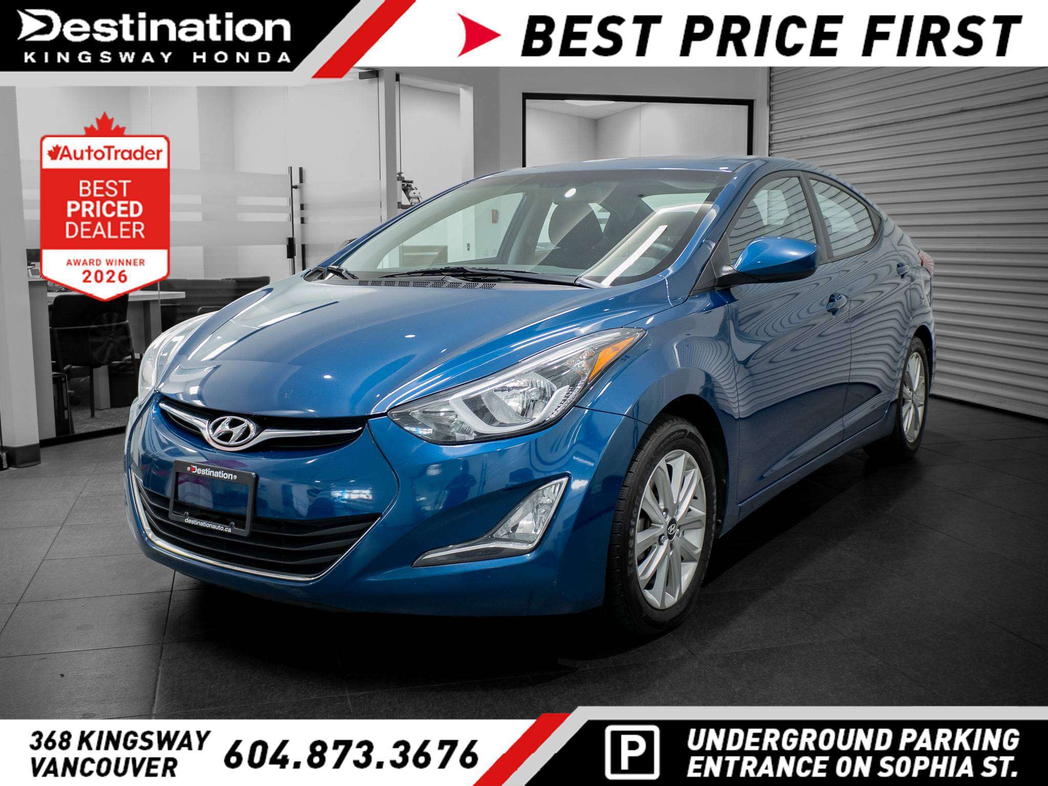 Blue 2015 Hyundai Elantra Sedan Front-Wheel Drive Automatic