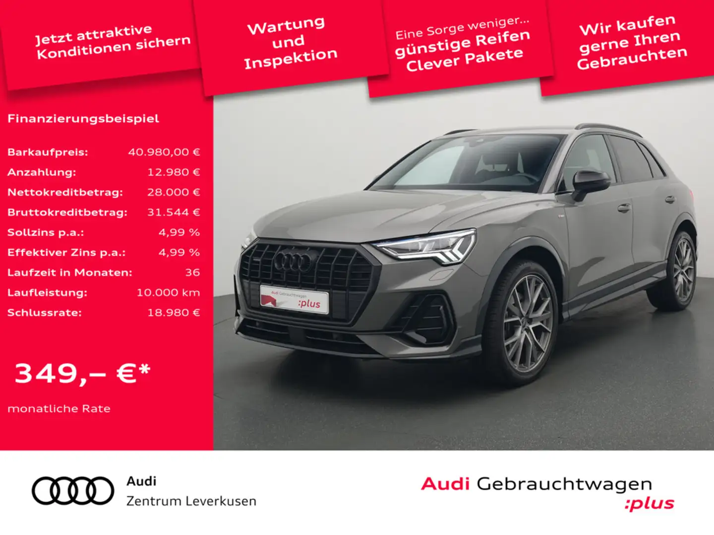 Audi Q3 quattro S line S-TRON SONOS LEDER MATRIX S Grau - 1
