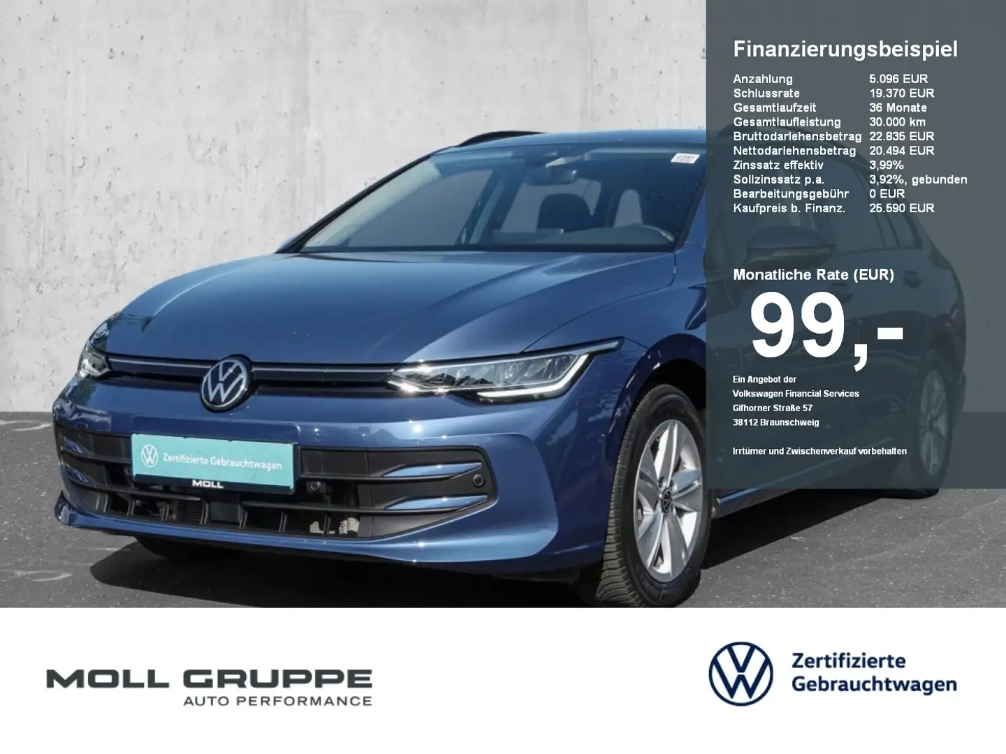 Volkswagen Golf Variant 1.5 TSI Life LED LM ACC PARKASS Bleu - 1