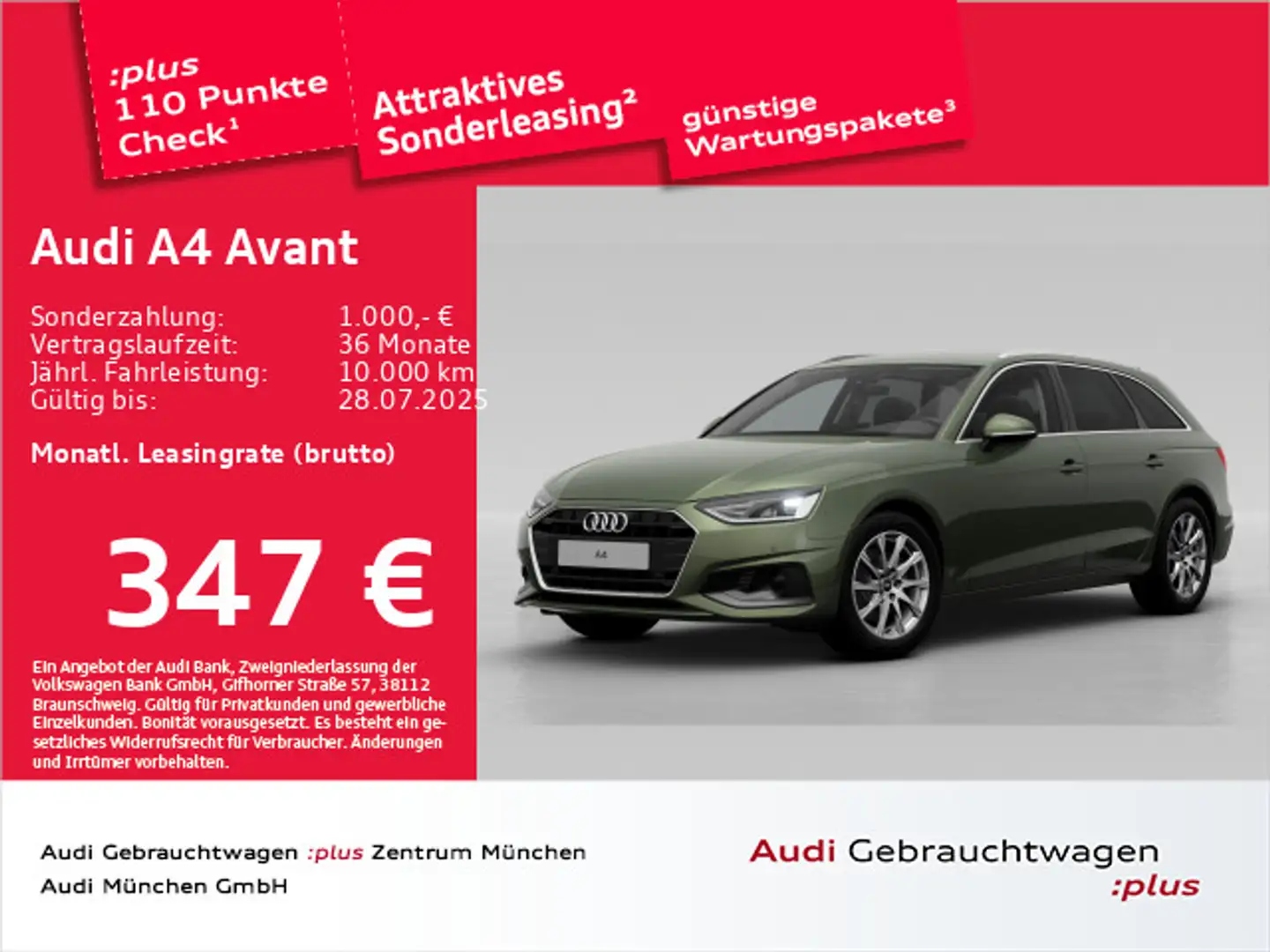 Audi A4 35 TFSI S tronic AHK/Navi+/Virtual+ Grün - 1