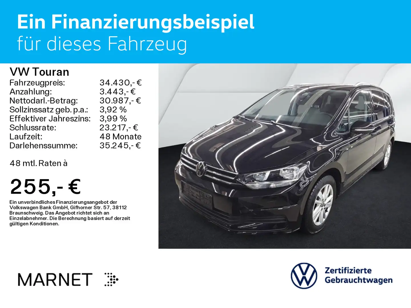 Volkswagen Touran 1.5 TSI DSG Comfortline *Navi*AHK*7-Sitze Schwarz - 2