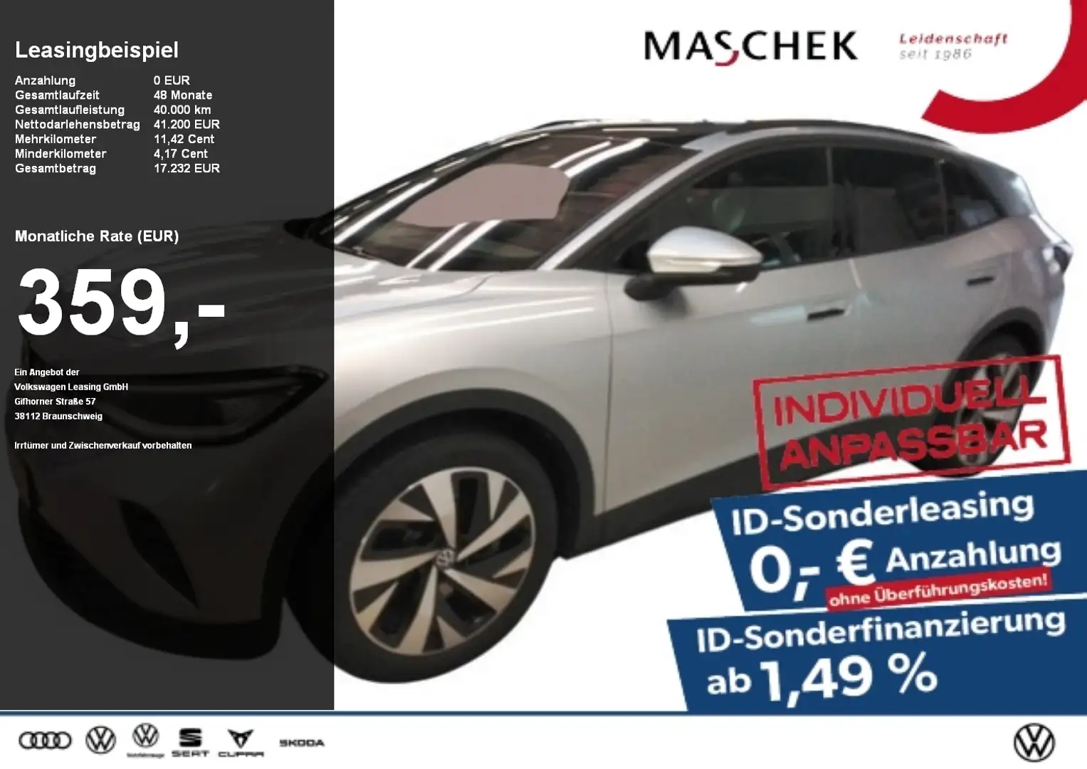 Volkswagen ID.4 Pro 77 kWh Sportpaket HUD Pano Harman Matrix Silber - 1