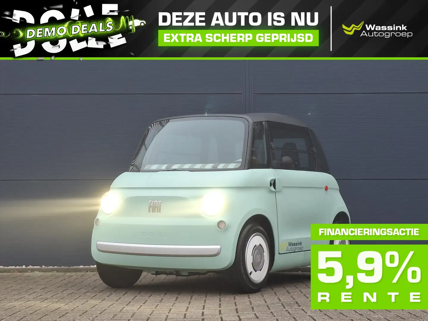 Fiat Topolino 5,5 kWh 8pk DEMO DEAL| Panoramadak| Led verlichtin Groen - 1