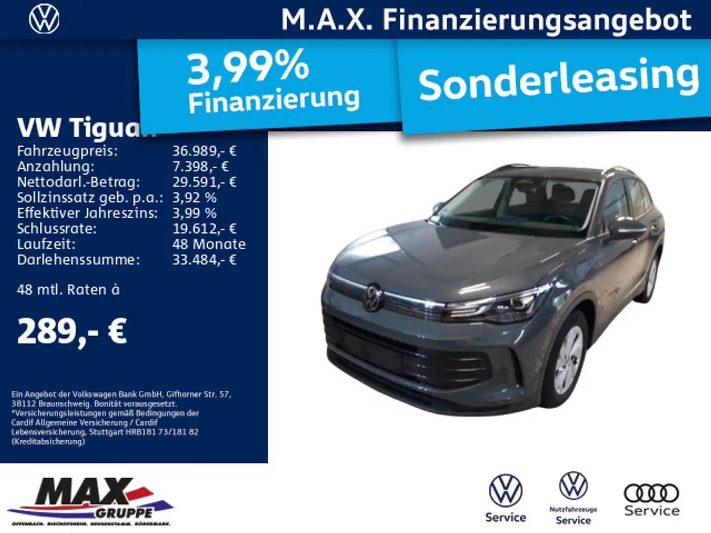 Volkswagen Tiguan 2.0 TDI +LED+KAMERA+AHK+NAVI+DCP+SITZHZG+ Gris - 1