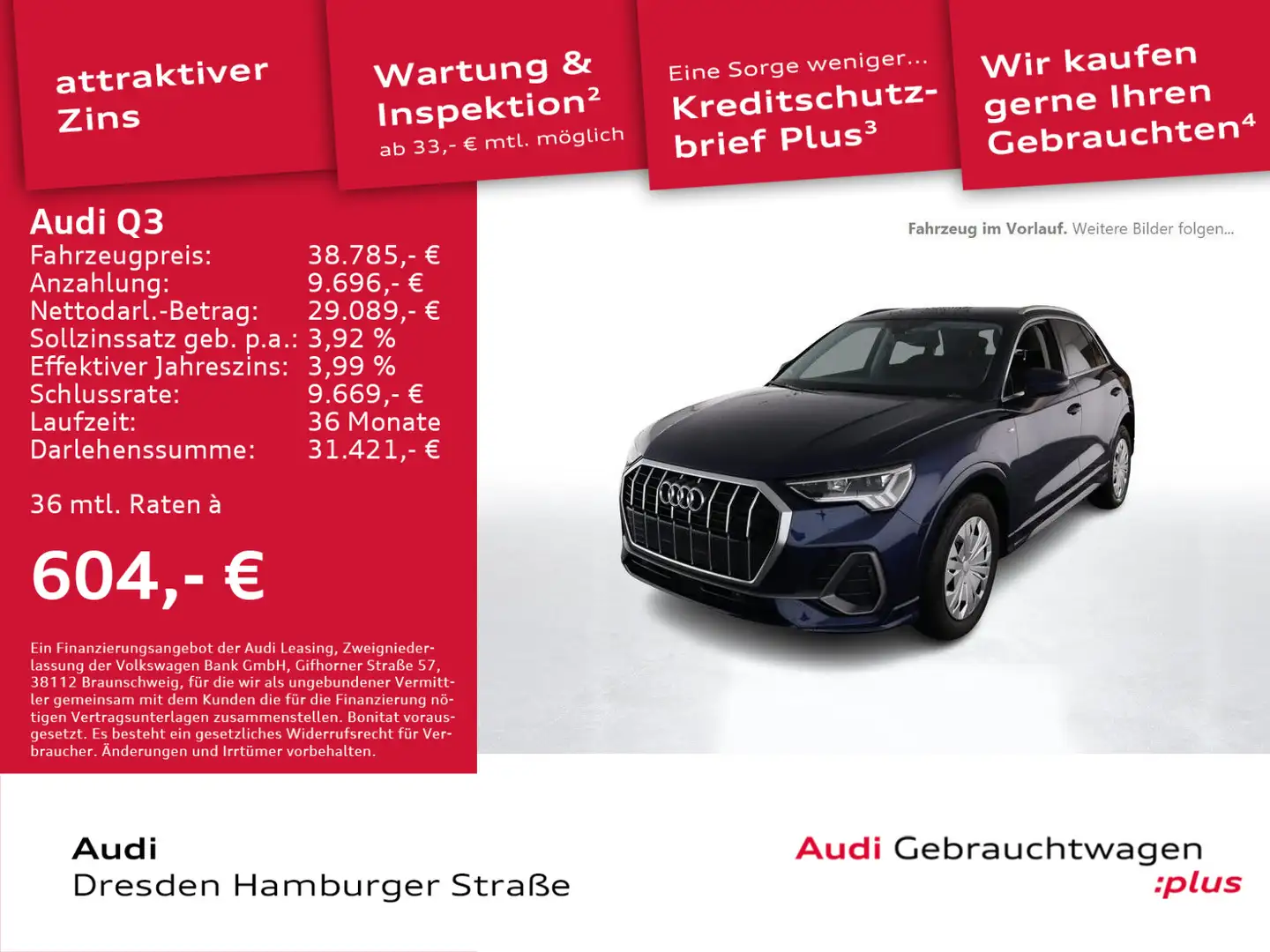 Audi Q3 35 TDI S line LED AHZV virtual cockpit DAB Blau - 1