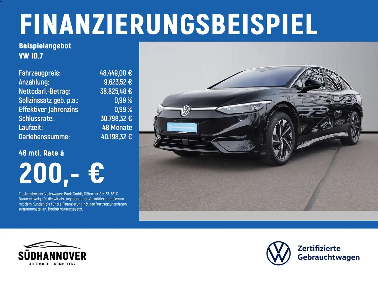 Volkswagen ID.7 Pro electric 210 kW NAVI+LED+SHZ+PDC+KAMERA Schwarz - 2