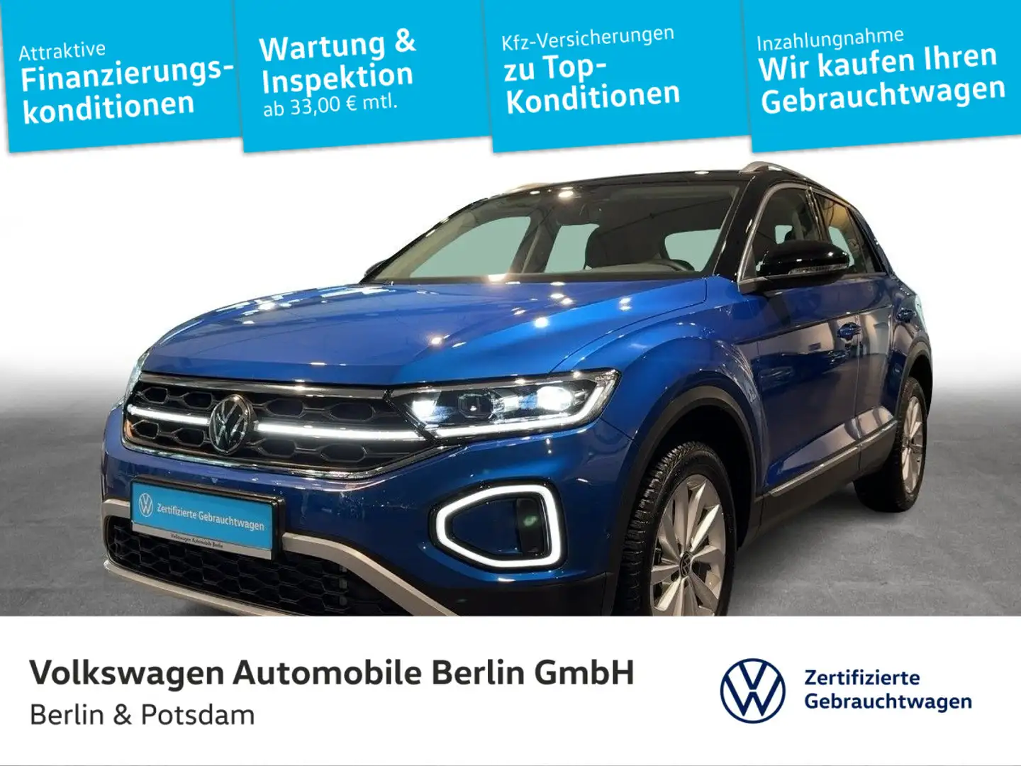 Volkswagen T-Roc 1.5TSI DSG Style NAVI AHK MASSAGE 3J-Garan Blau - 1