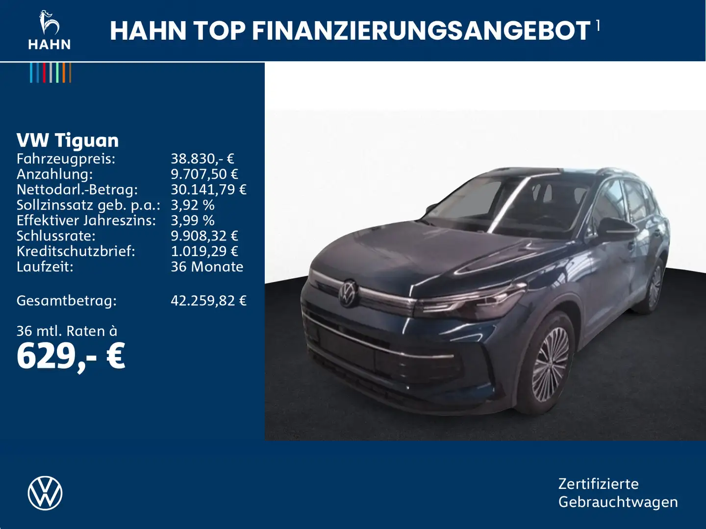 Volkswagen Tiguan 2.0TDI DSG Goal 360° AHK LED Navi Pano Blau - 2