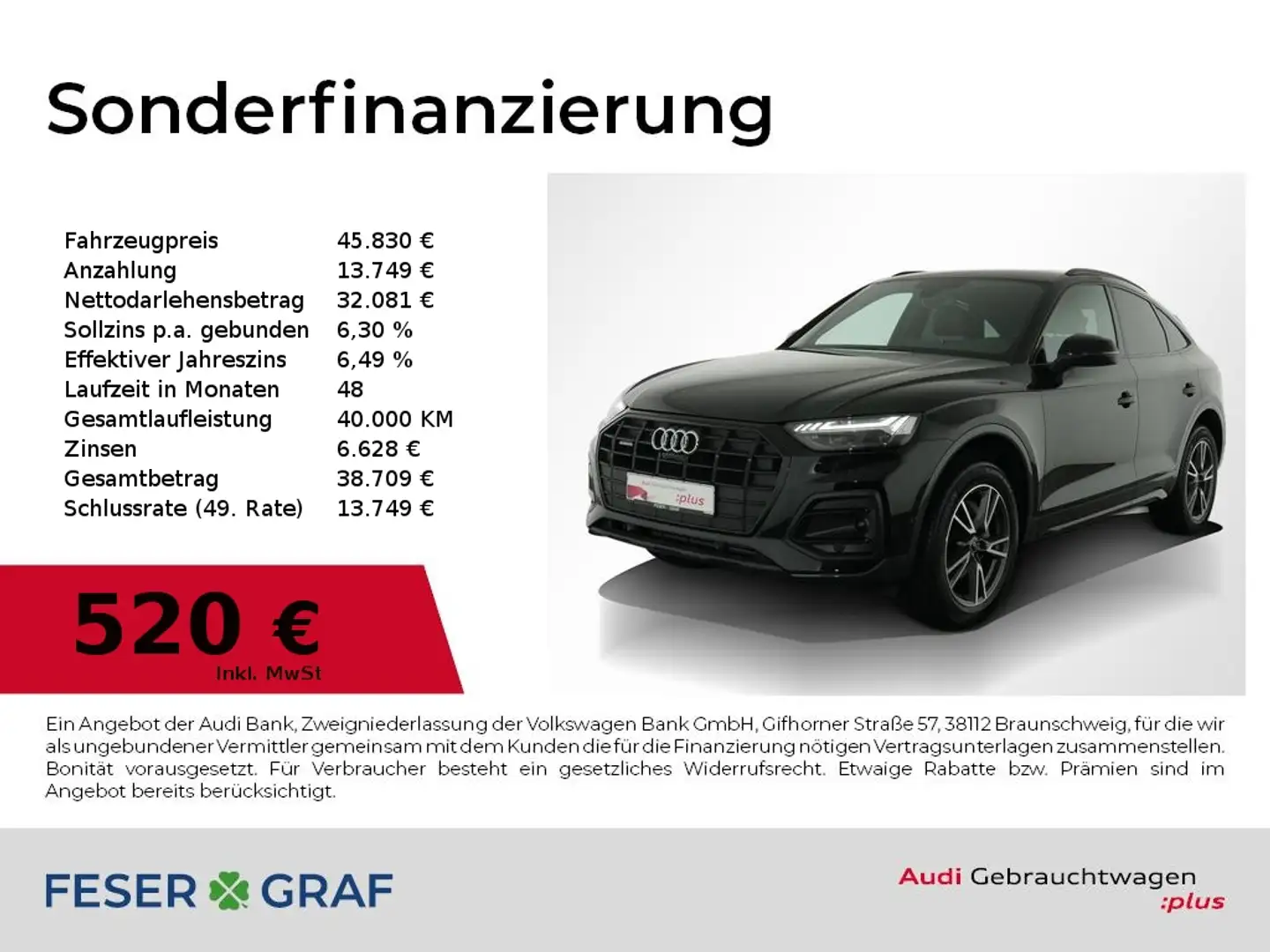 Audi Q5 Sportback 40 TFSI q. Matrix/Pano/Leder/360 Kamera/ Noir - 1