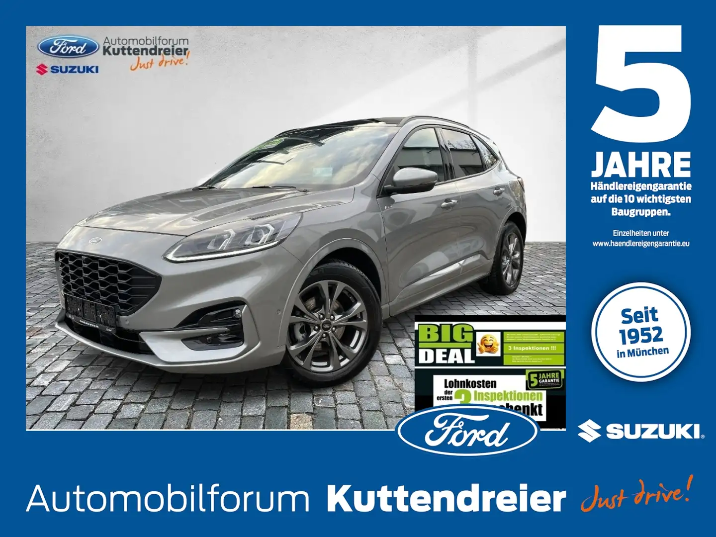 Ford Kuga ST-Line X AHK schw. Voll-LED Glasdach Navi Gris - 1