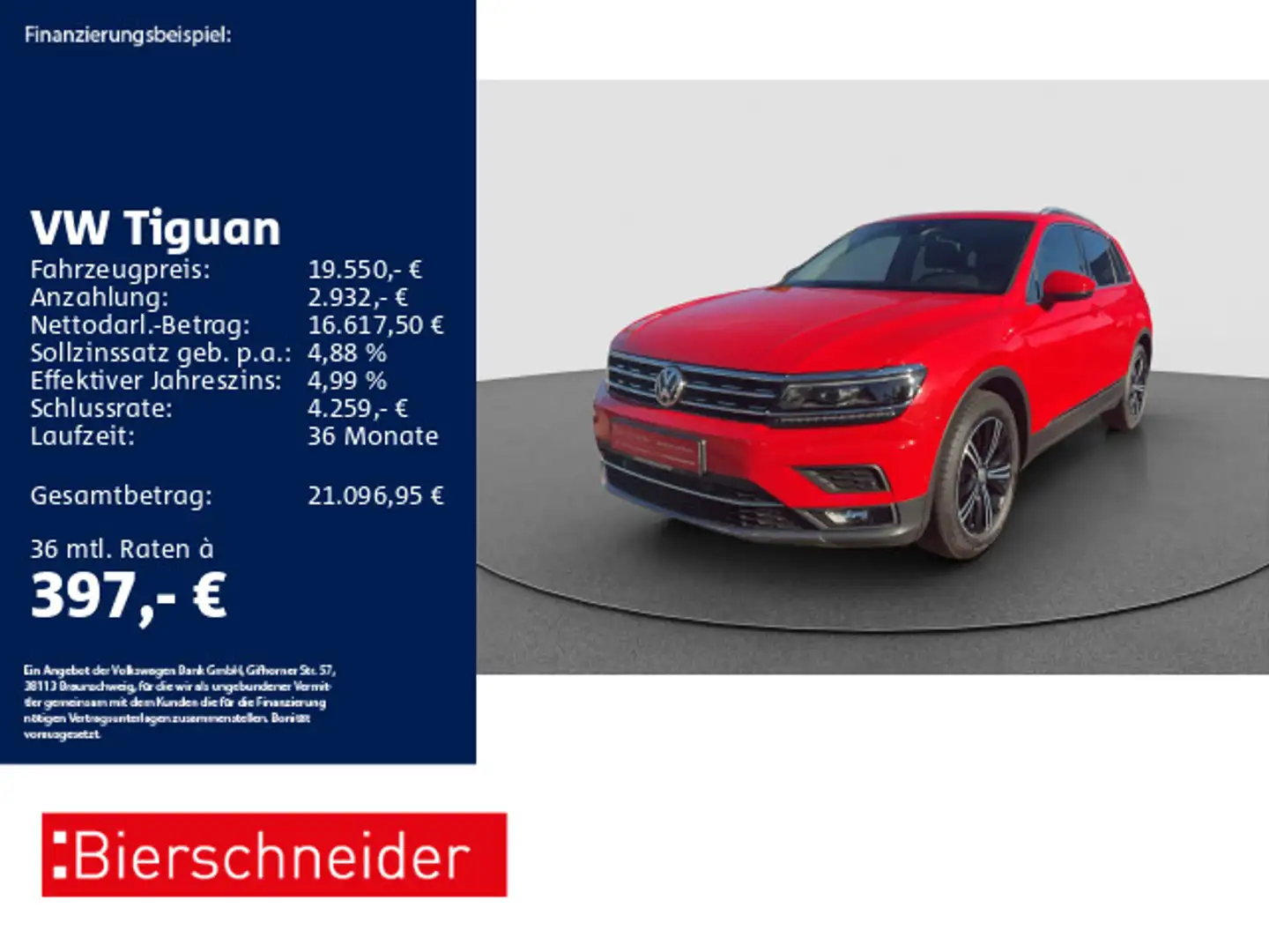 Volkswagen Tiguan 2.0 TDI DSG Highline AID AHK PANO LED CAM Rouge - 1