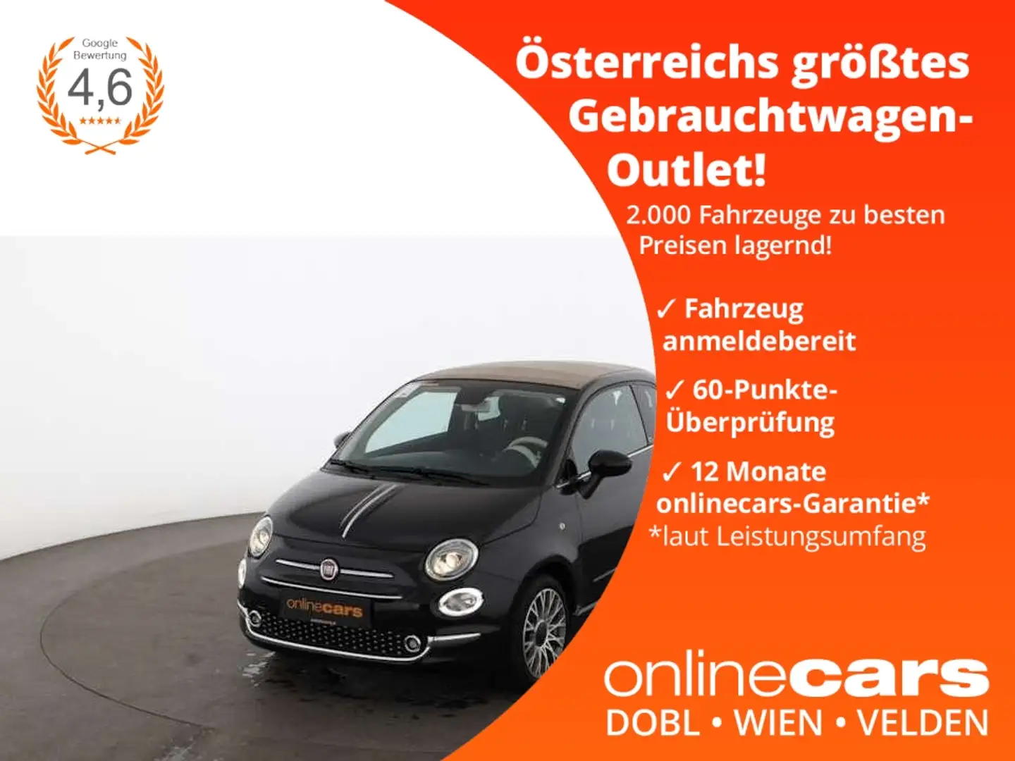 Fiat 500C 500 Cabrio 1.2 Star SKY LEDER NAVI TEMPOMAT KLIMA Schwarz - 1
