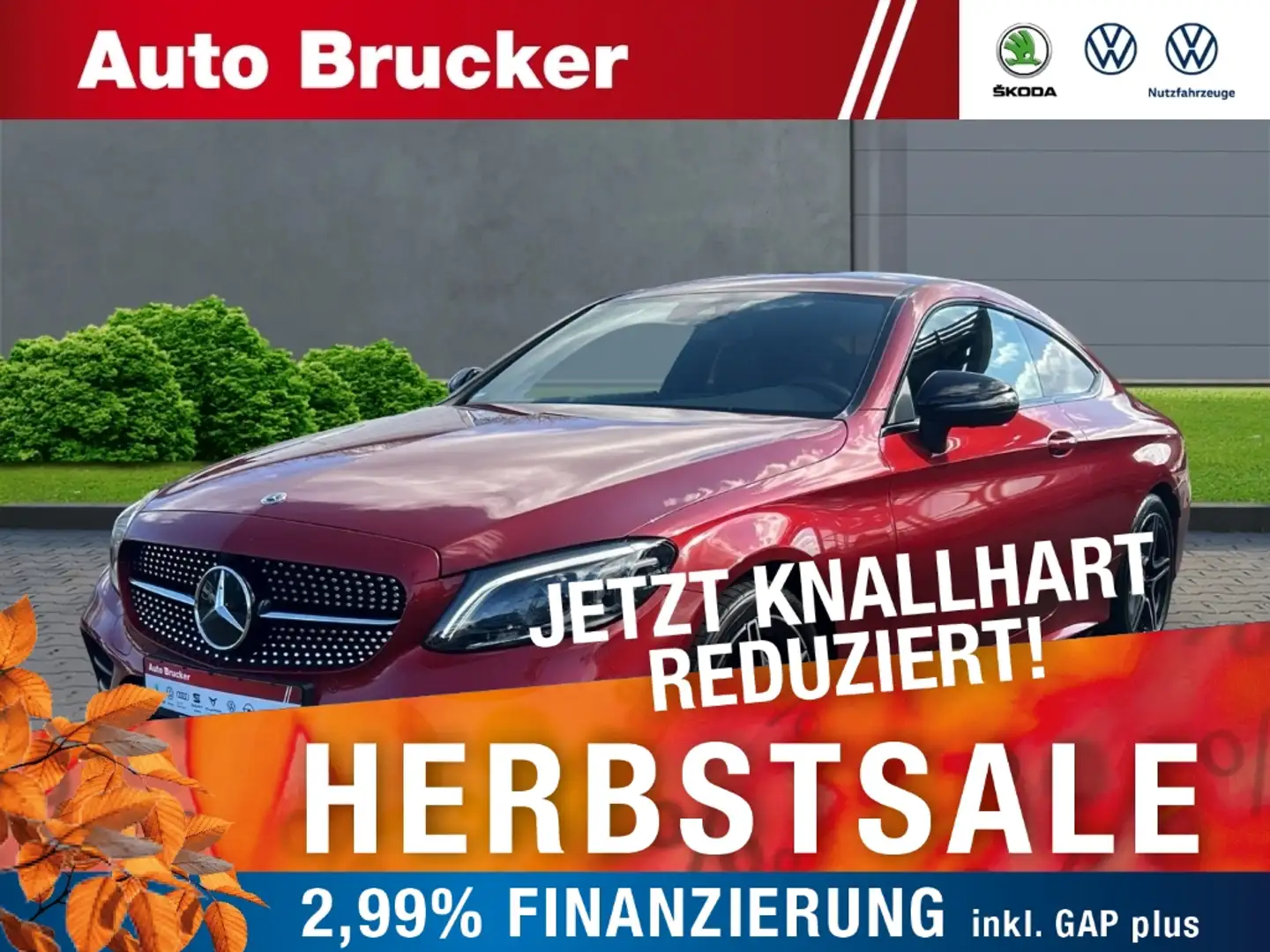 Mercedes-Benz C 300 -Klasse Coupe AMG+LED- MULTIBEAM+360GRAD+MEMORY Rood - 1