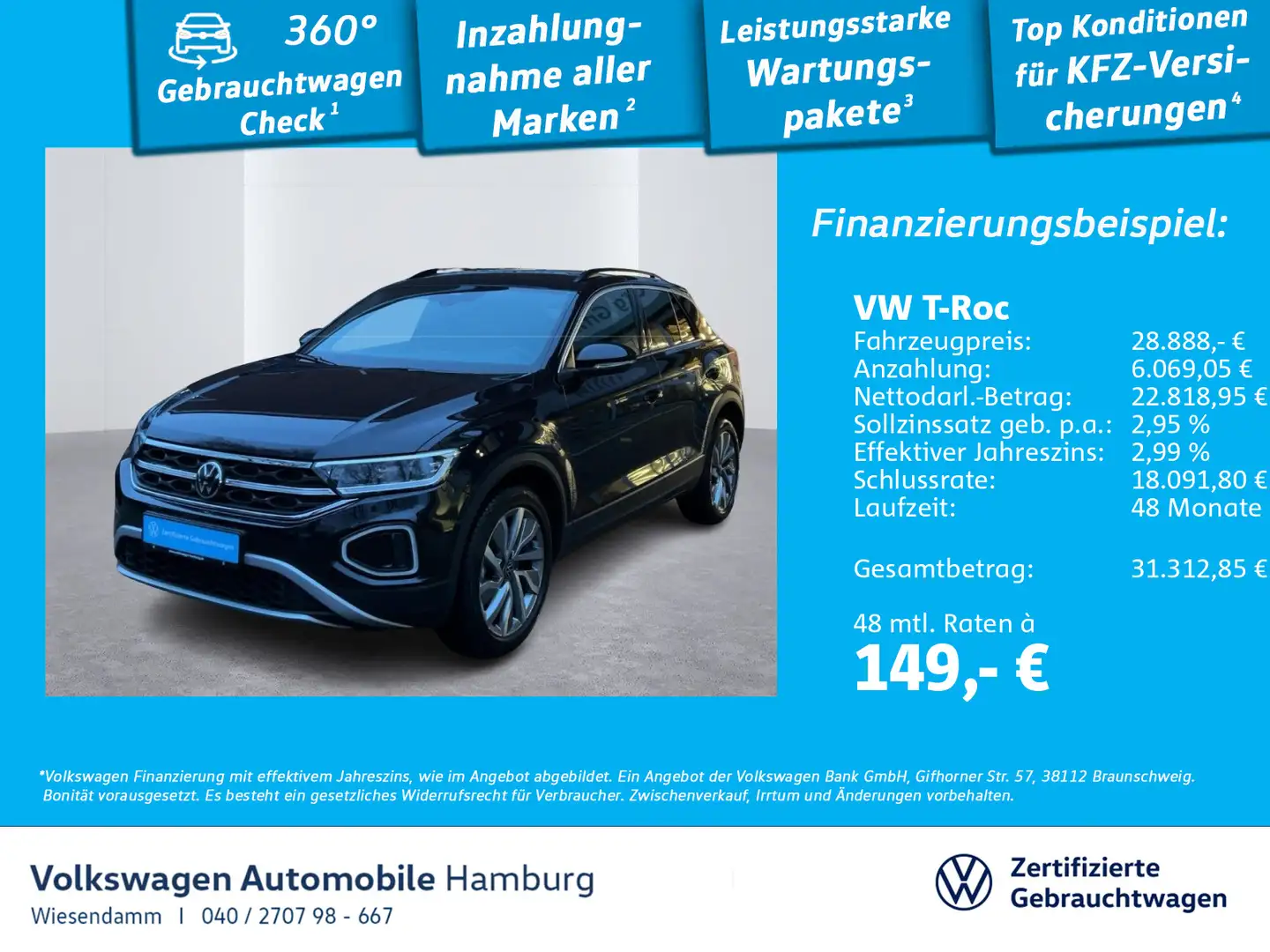 Volkswagen T-Roc 1.5 TSI DSG Move AHK Kamera LED Sitzhzg Noir - 1