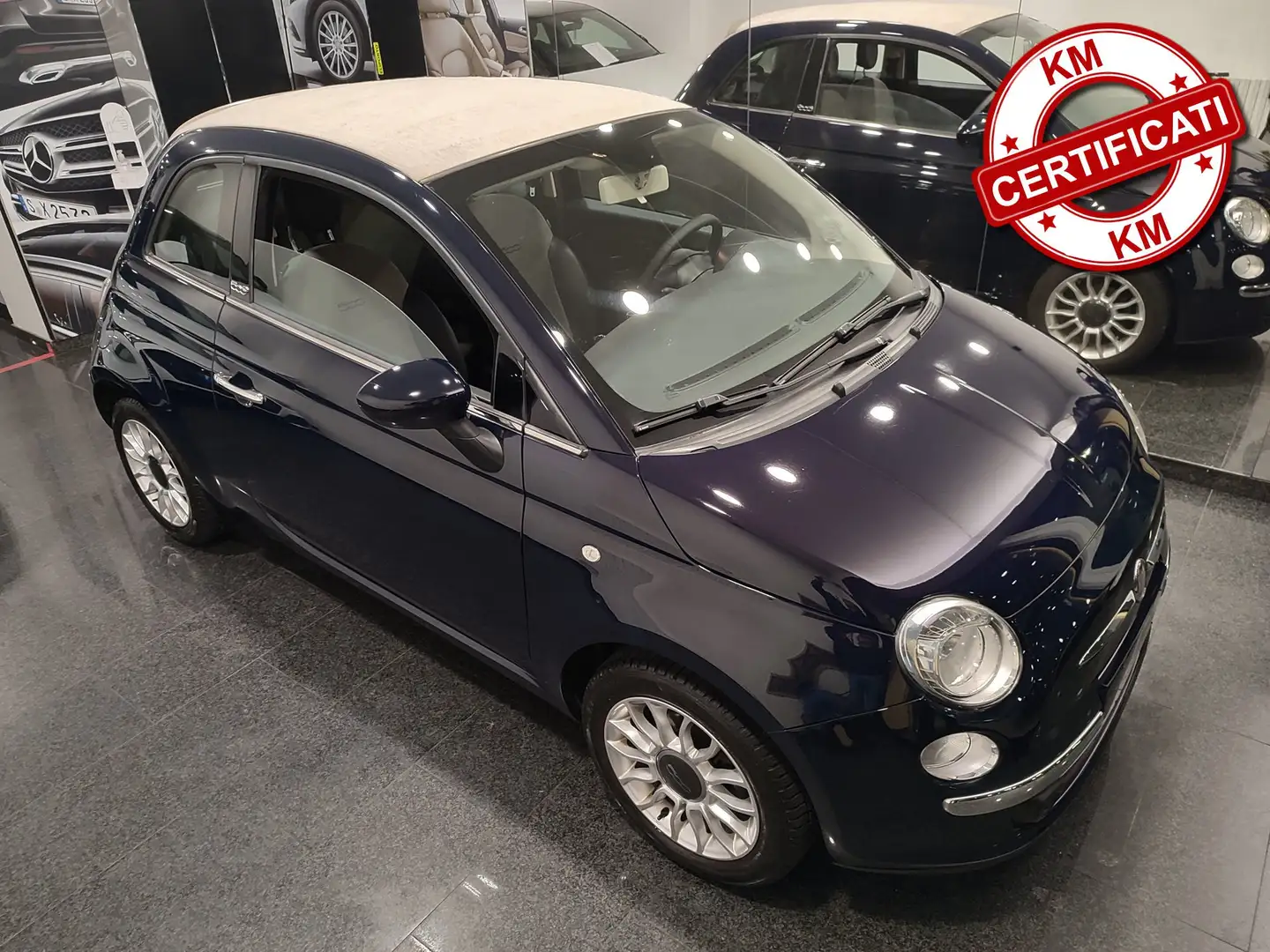 Fiat 500C 1.2 Lounge 69cv Blu Capote Beige Blauw - 1