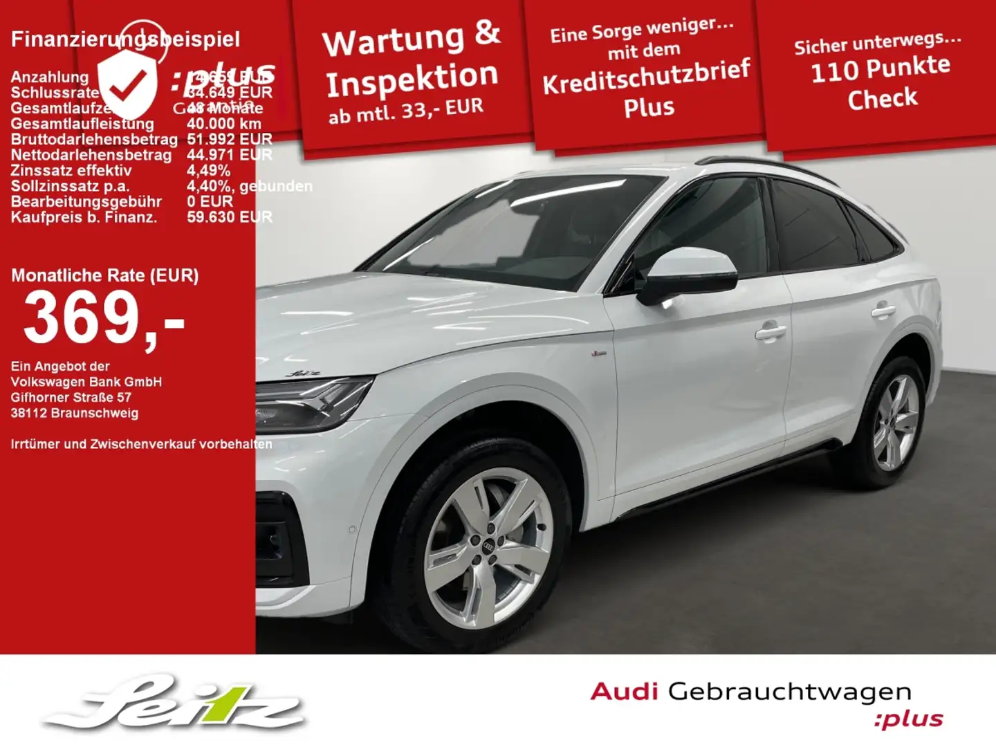 Audi Q5 Sportback 40 TDI quattro S line *AHK*PANO*LED*KAME Weiß - 1